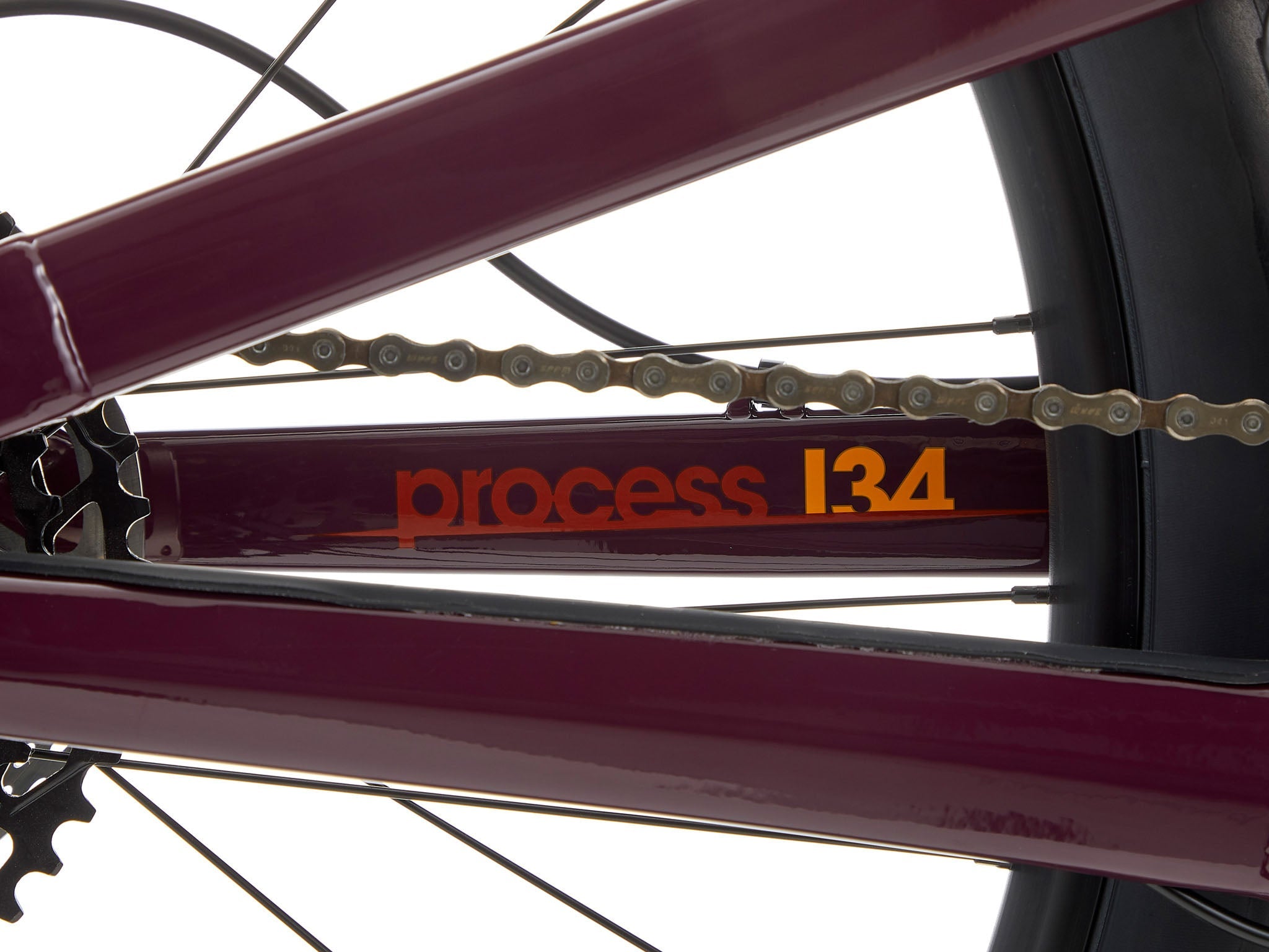 Close-up of the Process 134 DL 27.5s suspension system, highlighting its engineering and build quality.