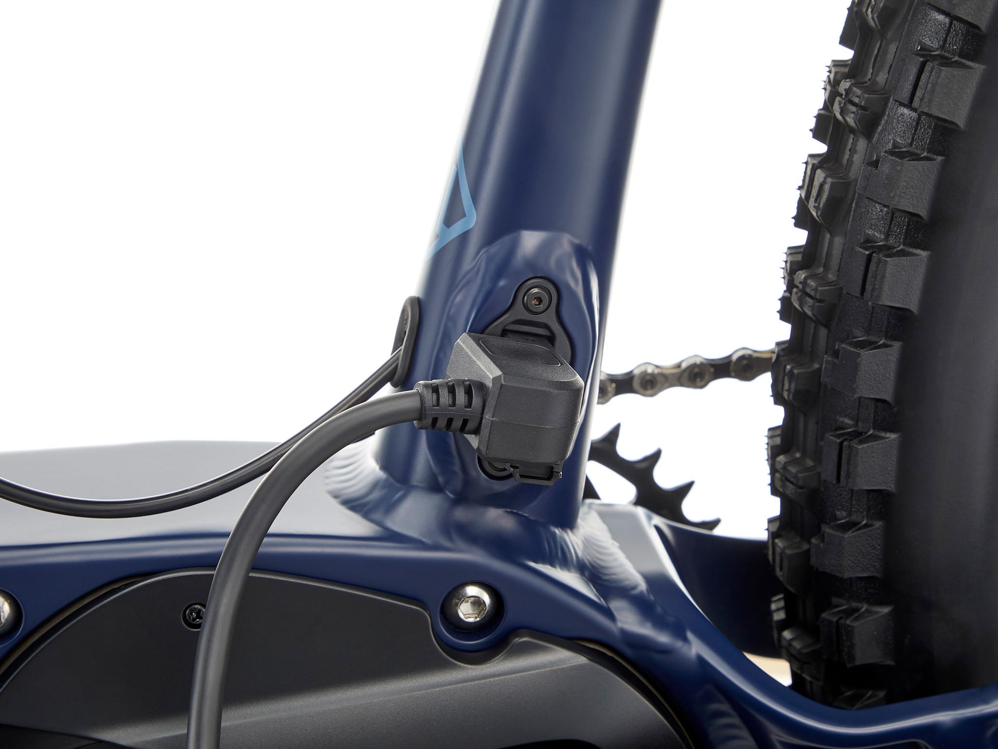 Close-up of the Shimano battery and motor system on the Kona Remote TrailMaster, highlighting its smooth integration and power delivery.