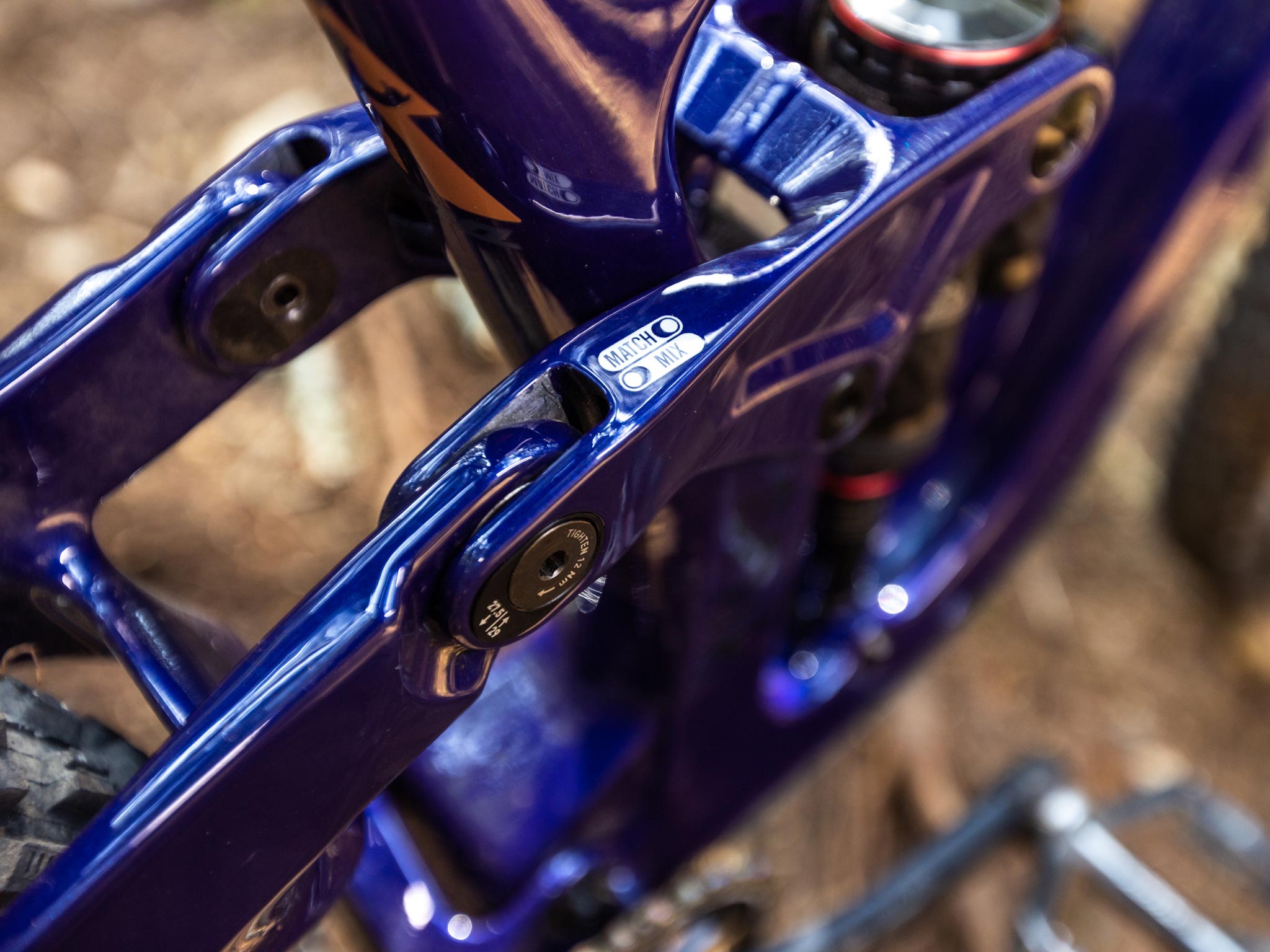 Close-up of the Kona Process X CR DL carbon mountain bike highlighting its high-end components.