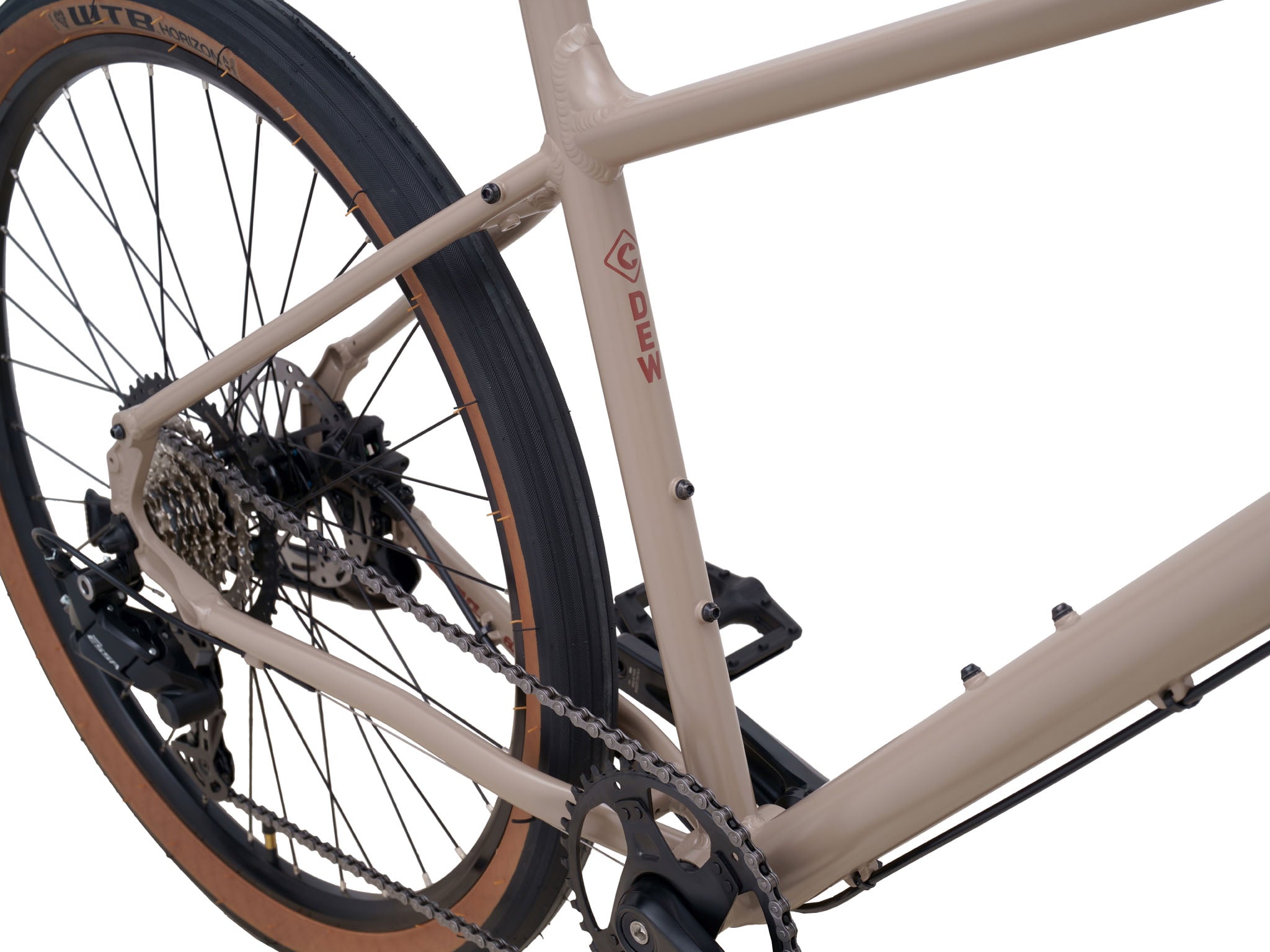 Close-up of the Dew Urban Bicycles integrated brake and shifter levers.
