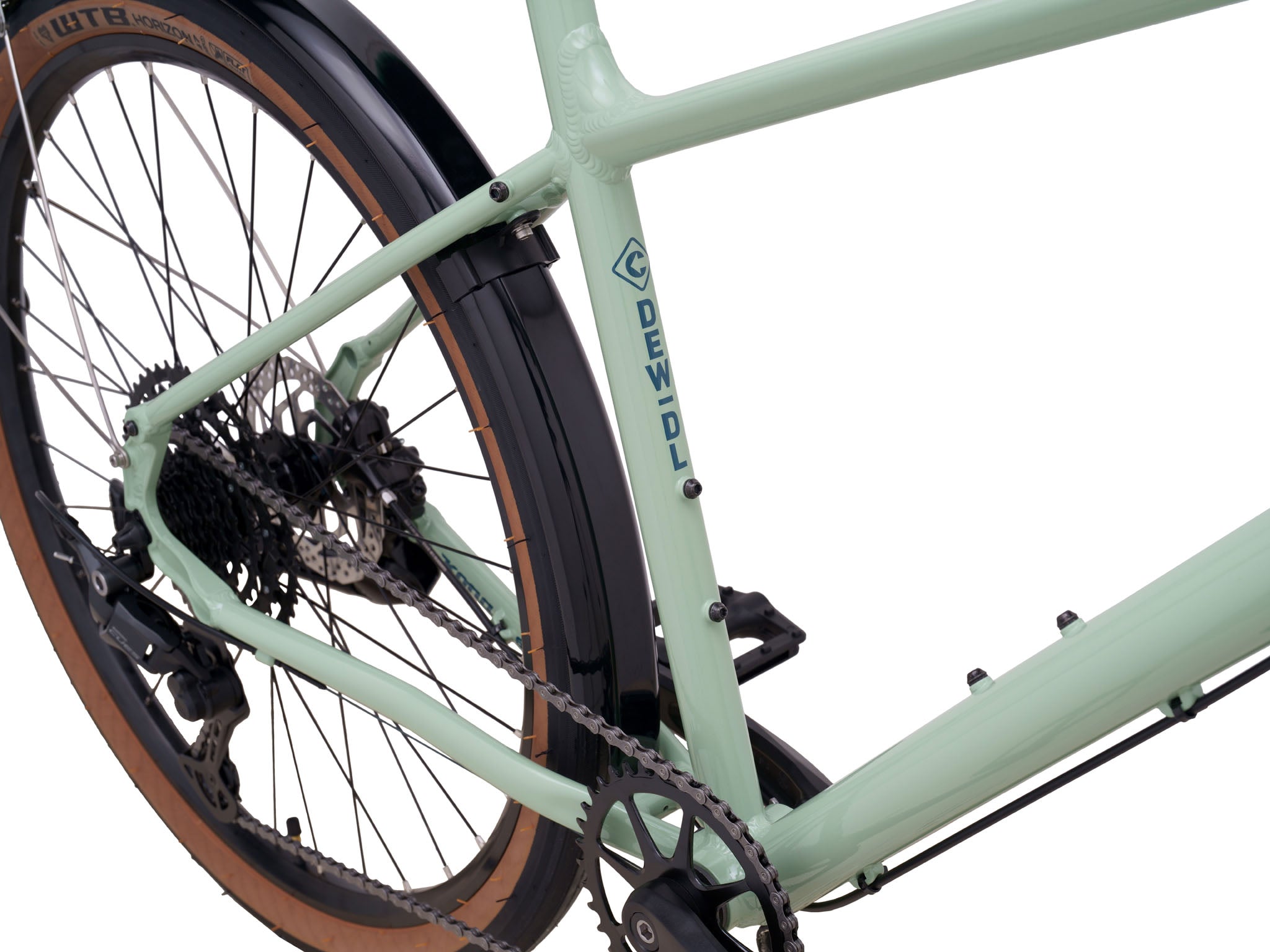 Side view of the Dew Deluxe, highlighting its upright geometry and fenders.