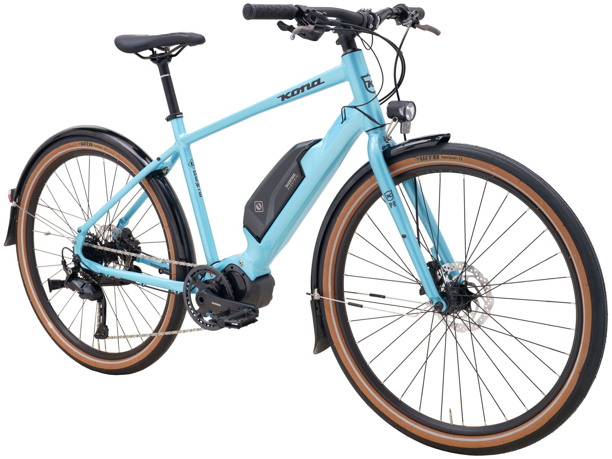 Side angle showing pedal assist motor and battery pack