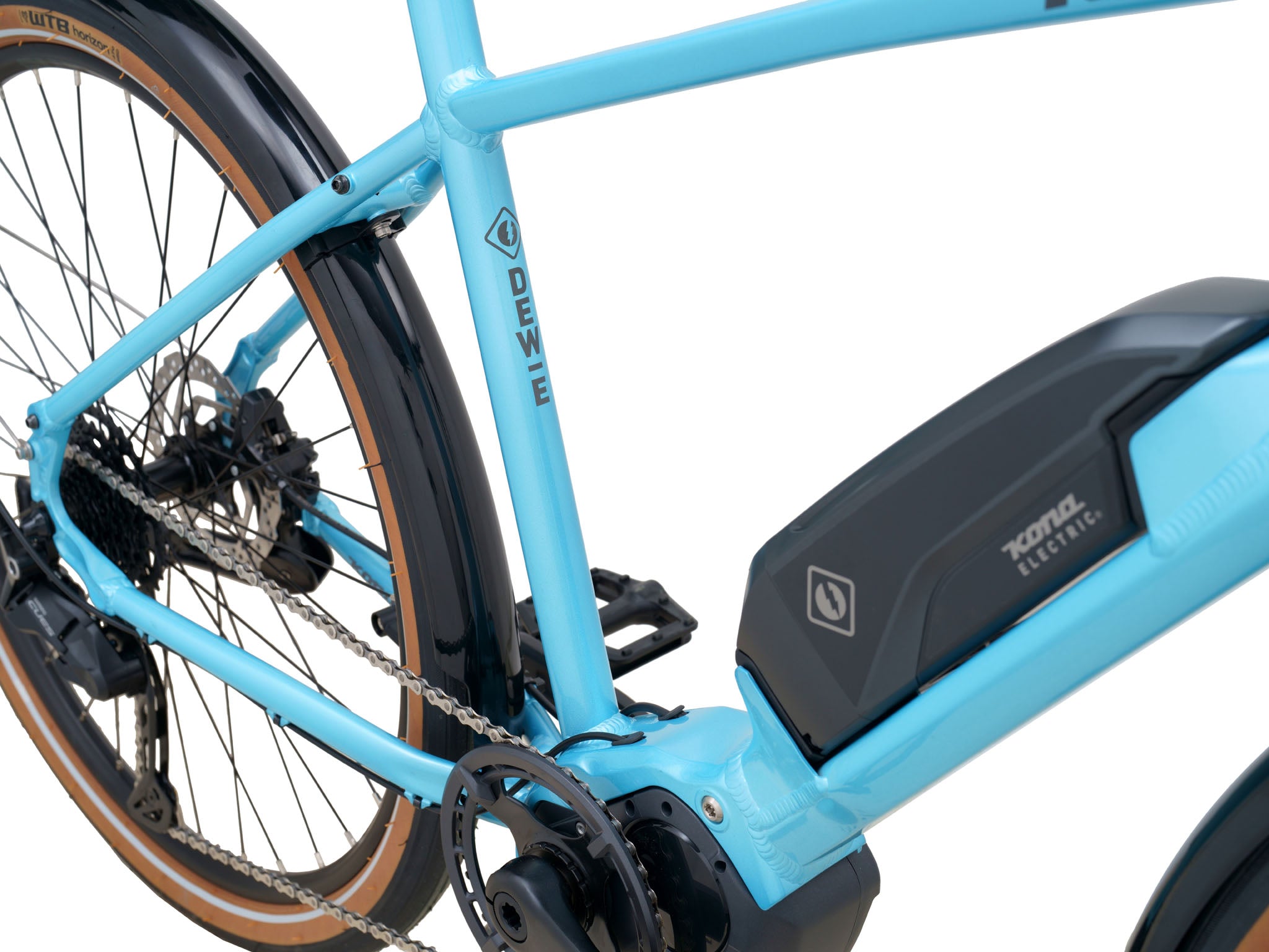 Close-up of bikes front fender and lighting system