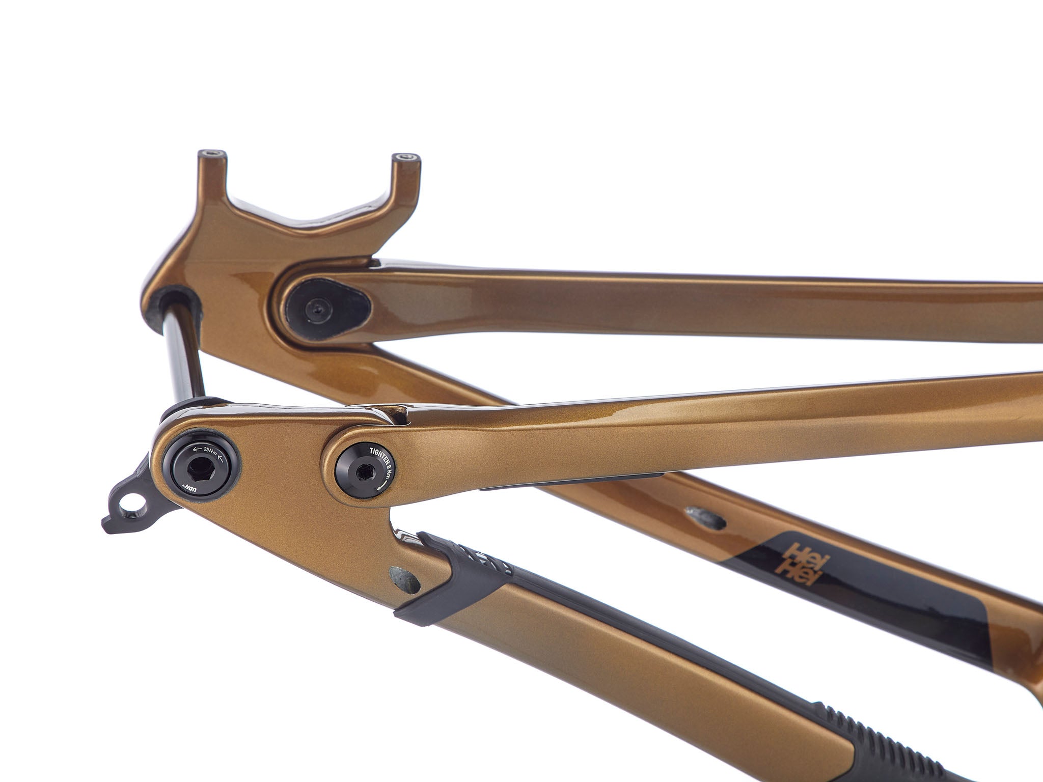 Close-up of the carbon fiber material used in Hei Hei CR trail bike frame