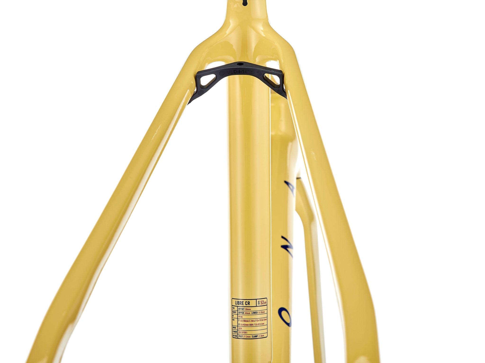 Rear view of the adventure bike frame mounted with gear for long-distance touring