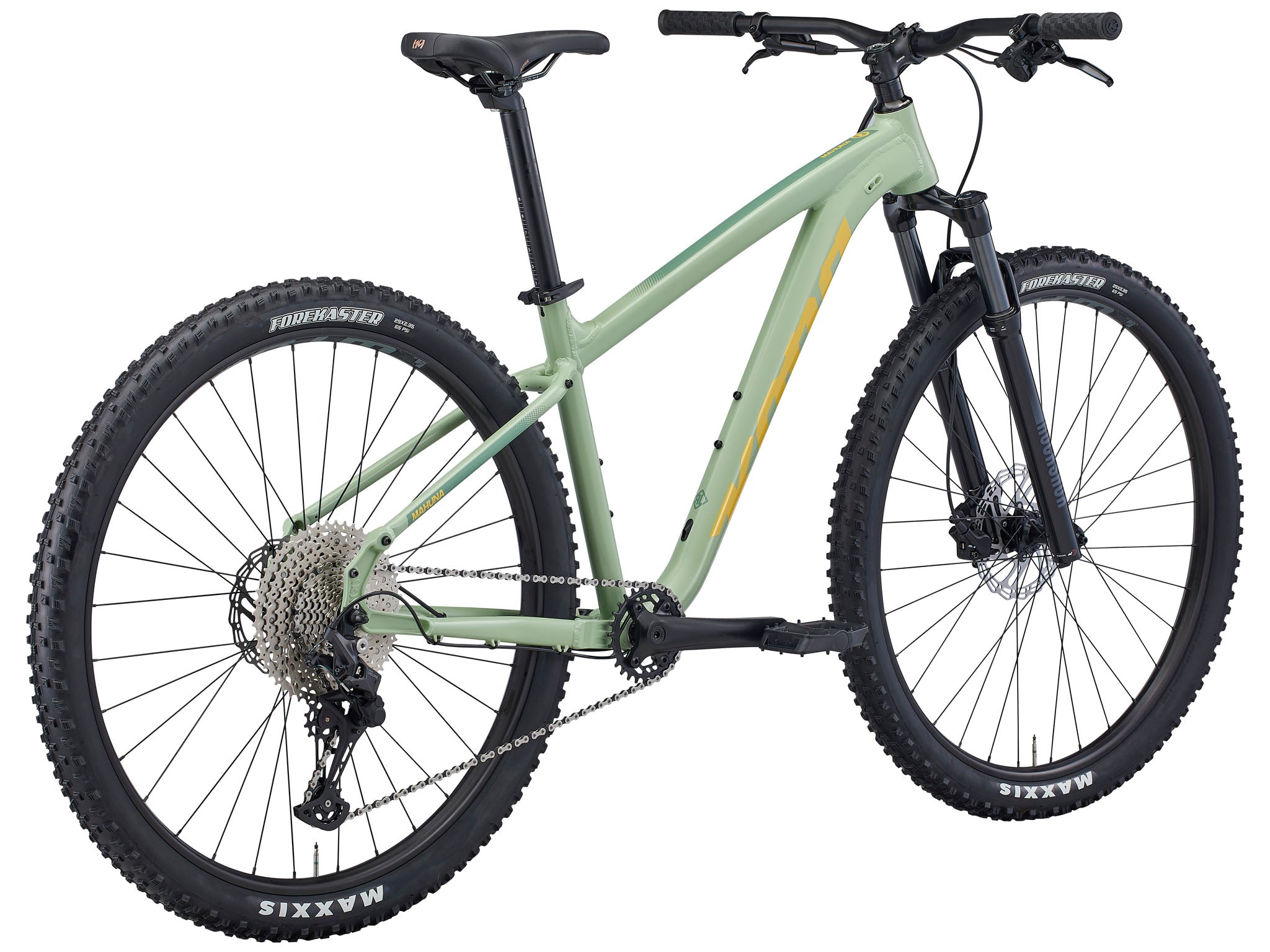 Close-up of the TrailBlazer 29s 11-speed drivetrain and hydraulic disc brakes in action.