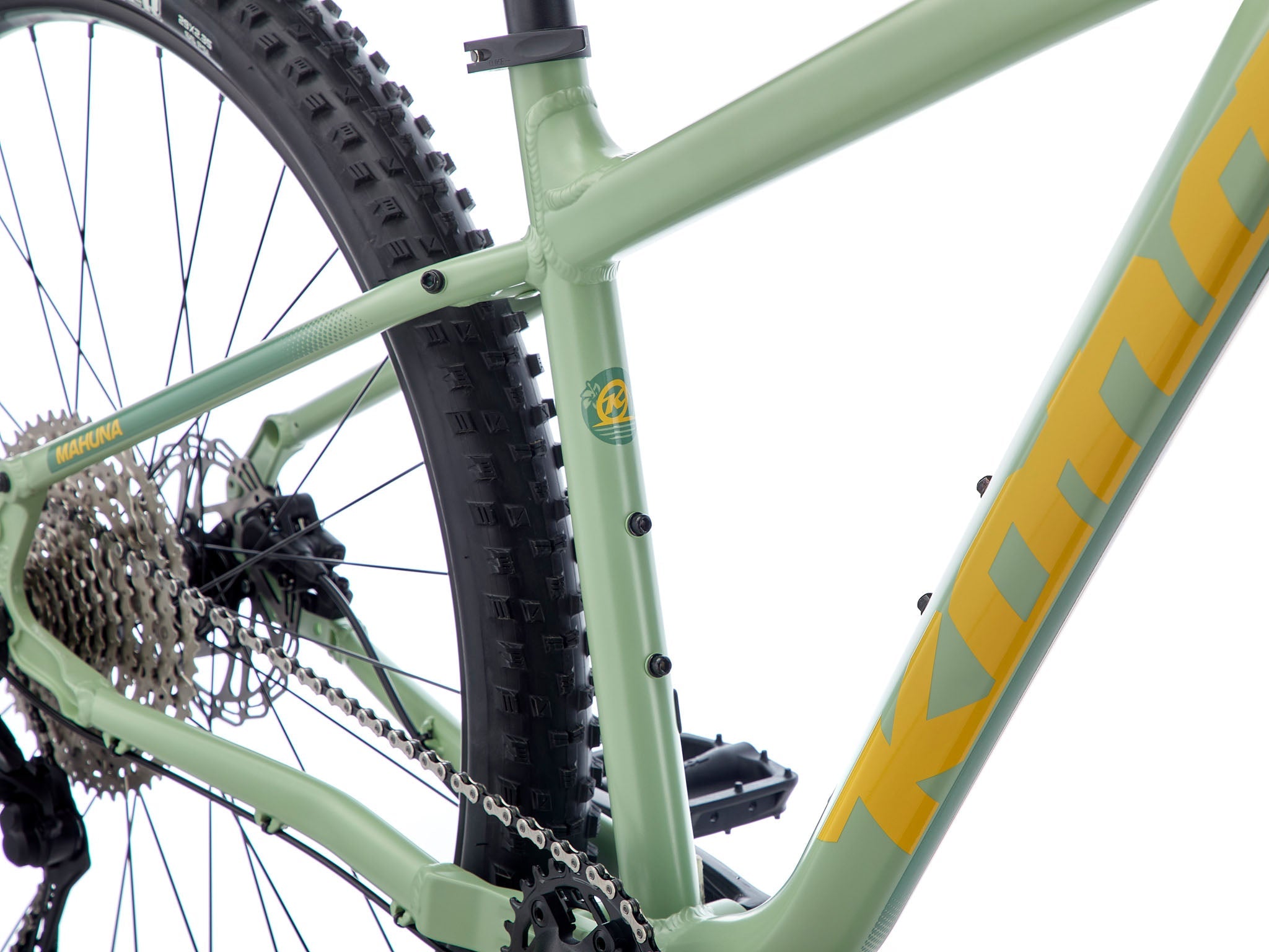 Close-up of the TrailBlazer 29s 11-speed drivetrain and hydraulic disc brakes in action.