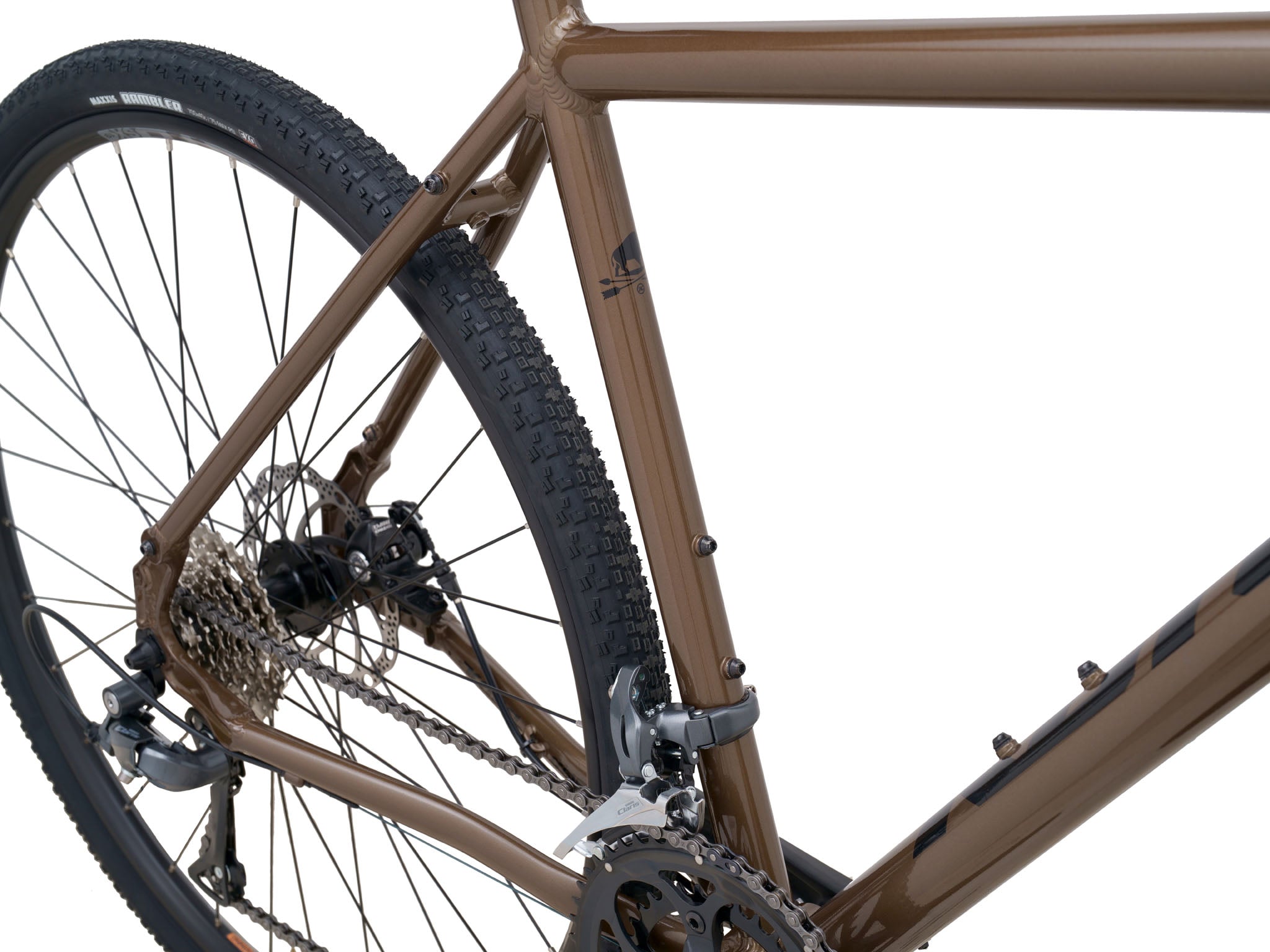Close-up of disc brakes and lightweight frame suited for commuter use