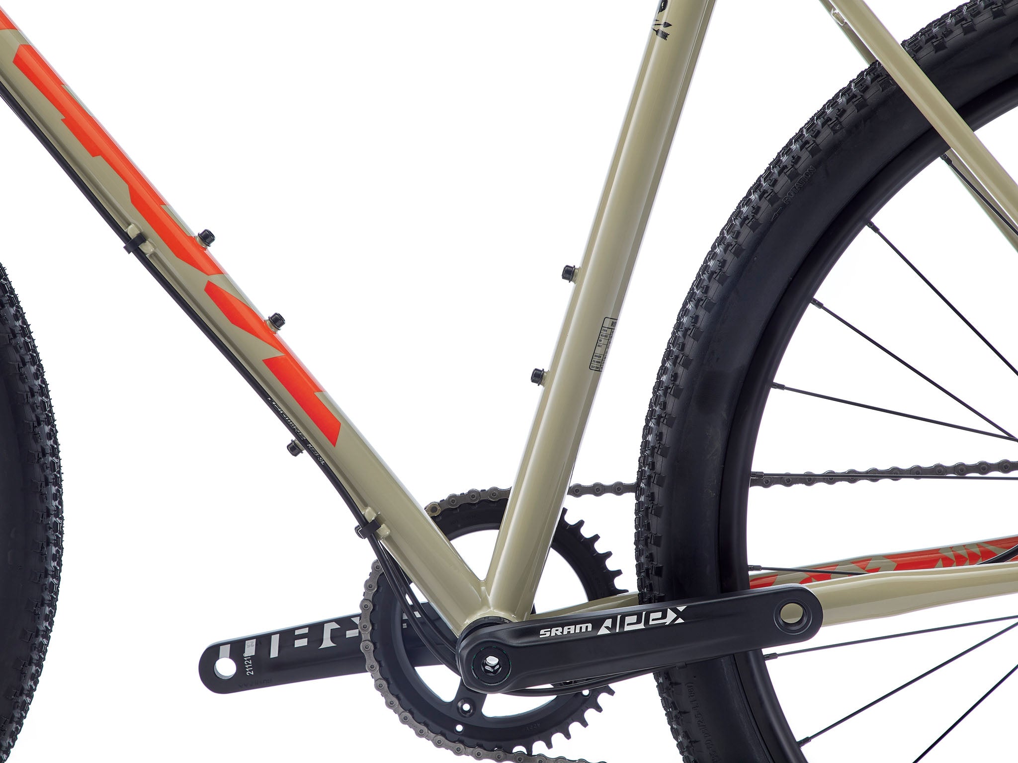 Close-up of the steel bike’s frame and components, highlighting craftsmanship and durability for mixed terrain rides.