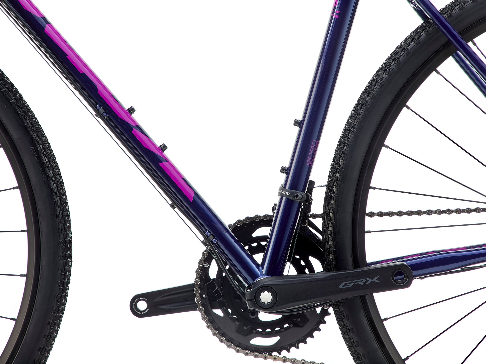 Close-up of the TerraVerse LTDs Butted Cromoly frame and Libre Full Carbon flat mount disc fork