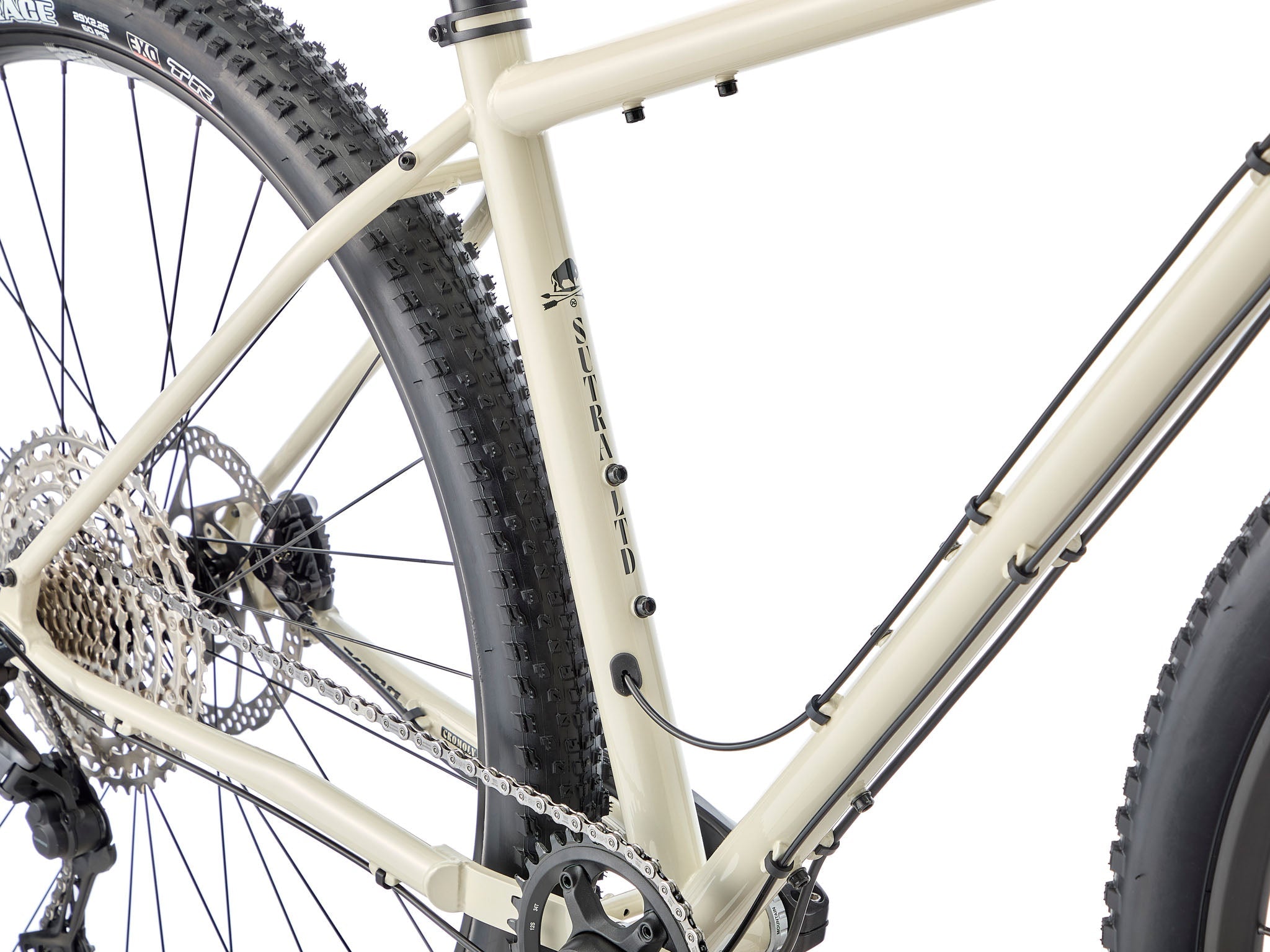 Rear shot showing triple-pack mounts and rear rack ready for high quality bike accessories for cyclists