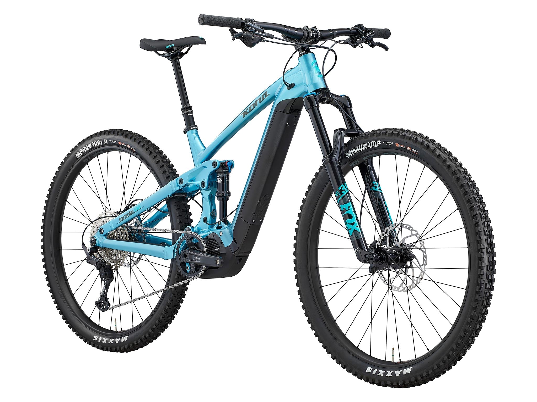 Remote 130 e mountain bike on rugged trail with 29-inch wheels and suspension