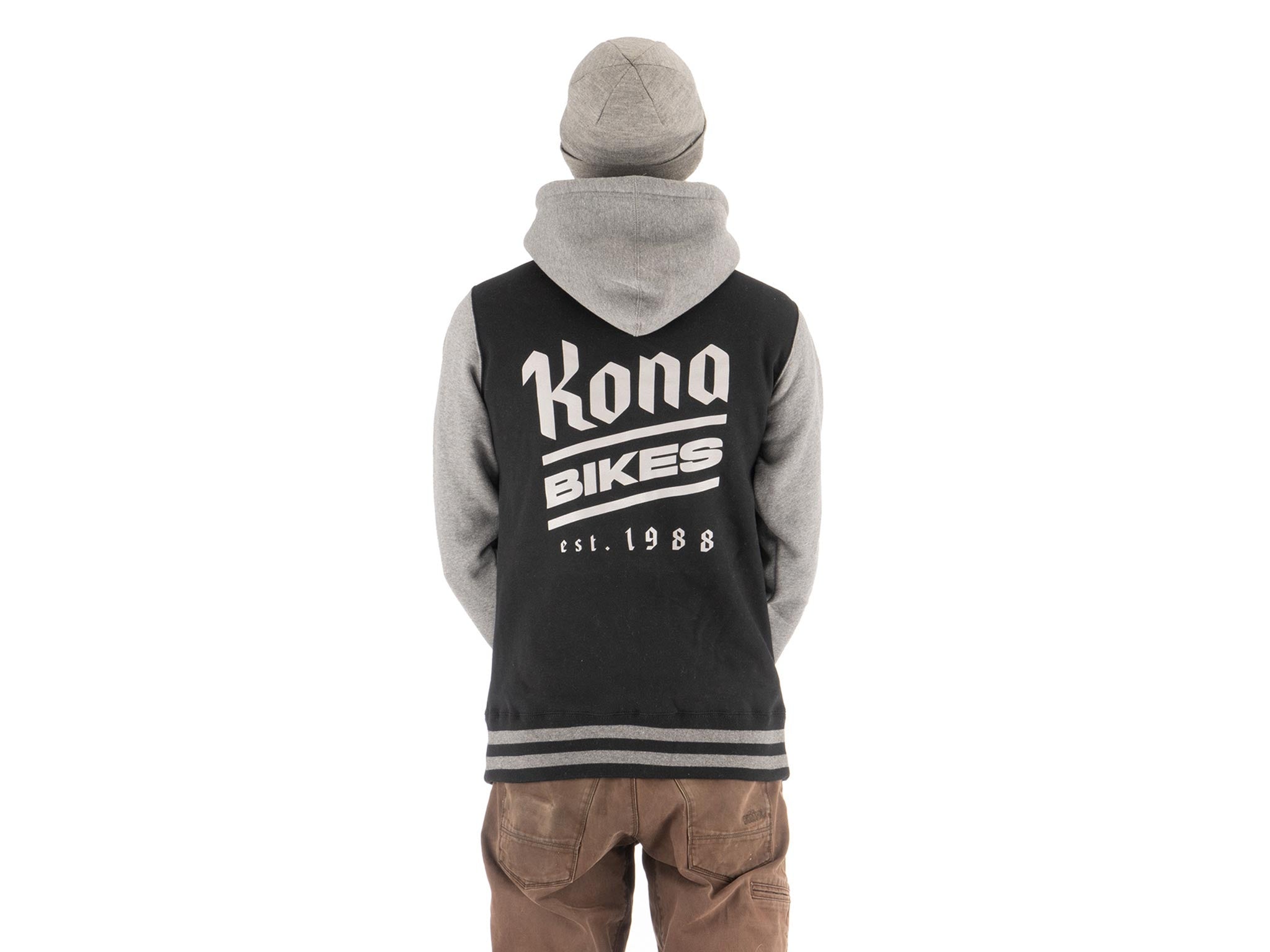 Close-up of fleece-lined hood and zipper on mens hoodie for winter