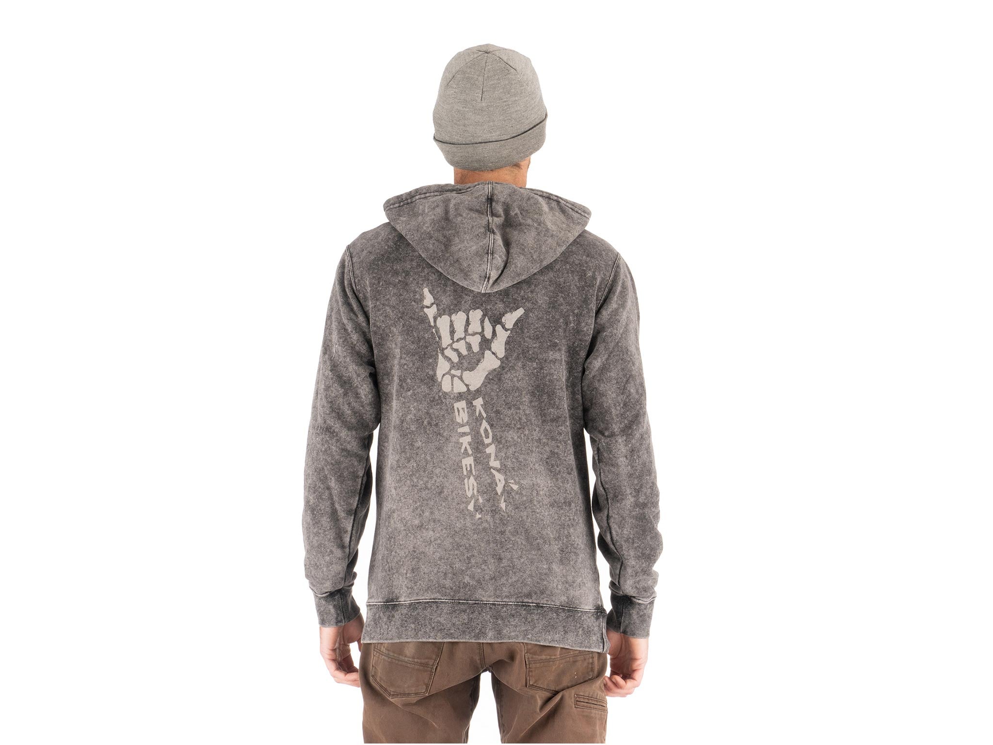 Close-up of the Cyclist Shaka Vintage Hoodie showing the mineral wash texture.