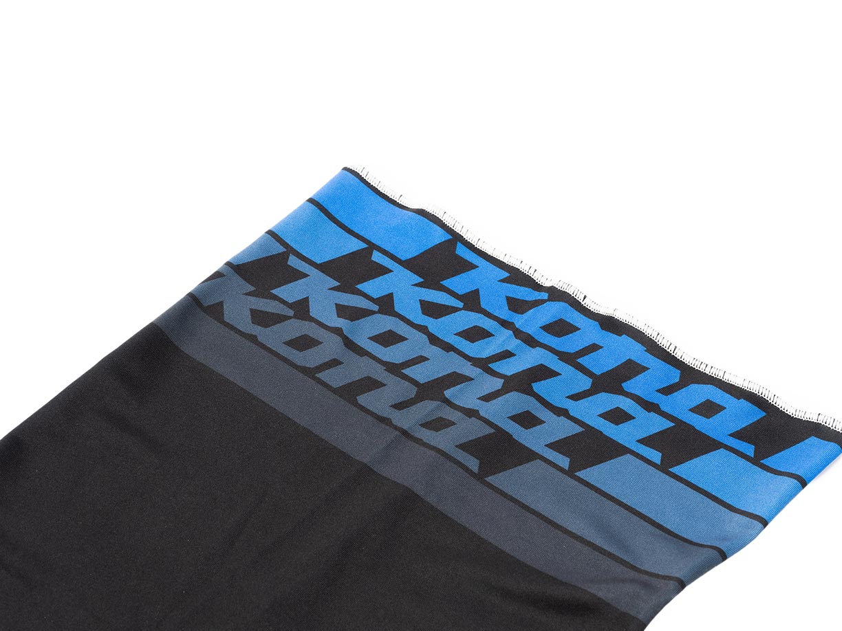 Breathable neck gaiter with moisture-wicking fabric in action