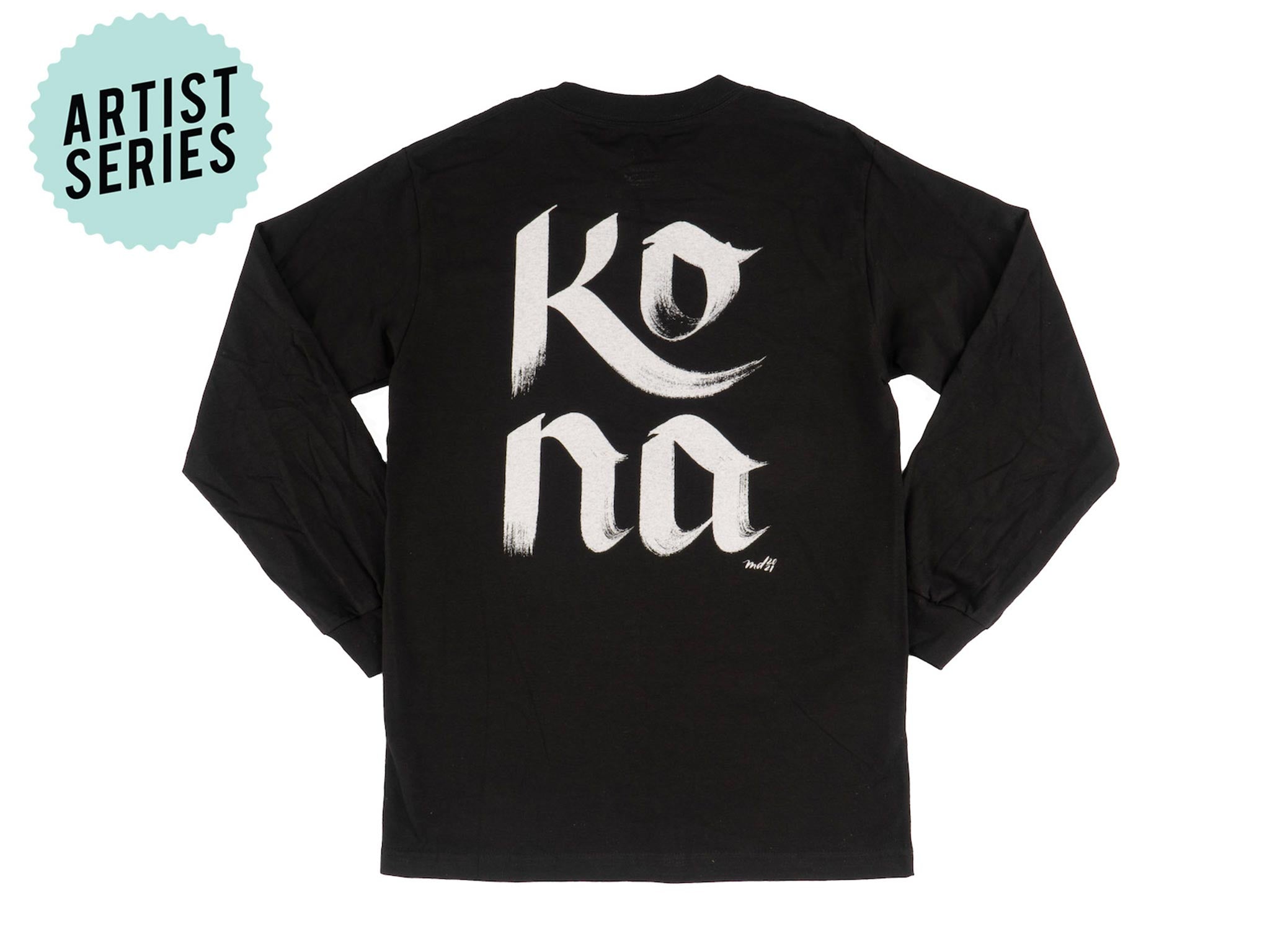Front view of Mary Do Calligraphy Long Sleeve T-Shirt showing hand-painted design.
