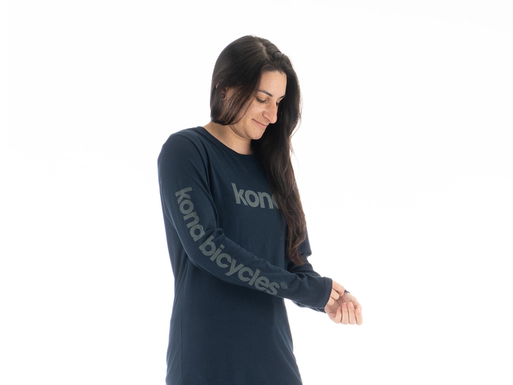 Close-up of graphic long sleeve t-shirt with urban street style design