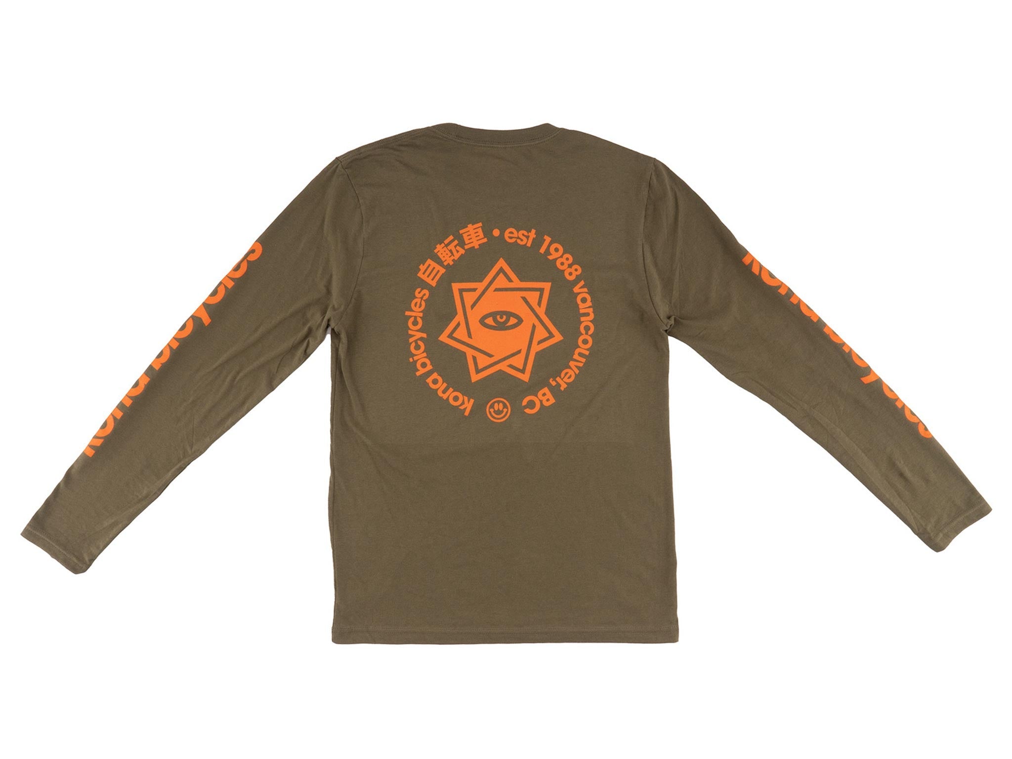 Close-up of graphic long sleeve t-shirt with urban street style design