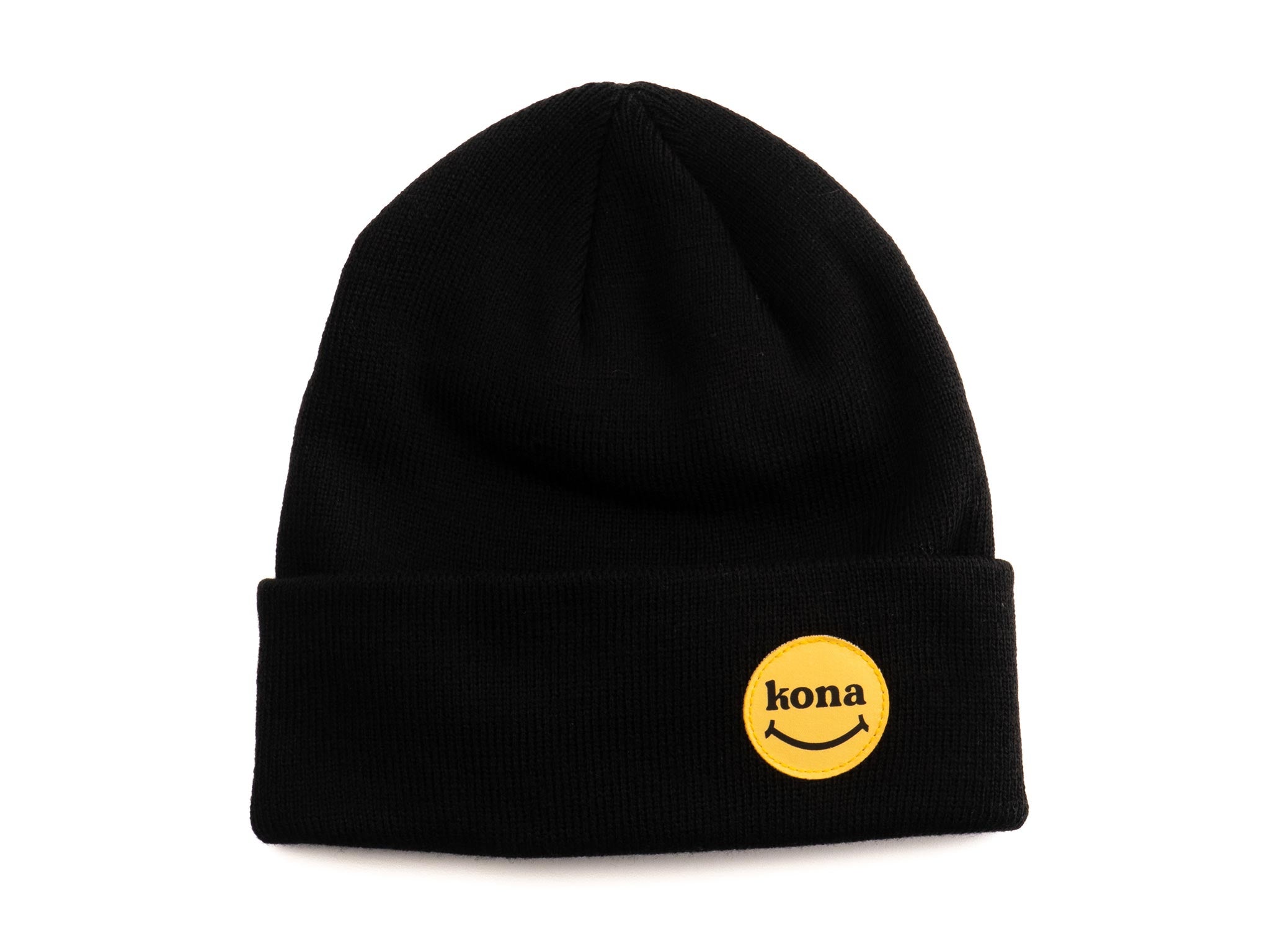 Joyful Journeys Beanie in black and gold, perfect for winter cycling.