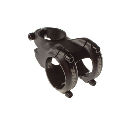 Side view of Kona 35mm x 40mm bike stem on mountain bike handlebars