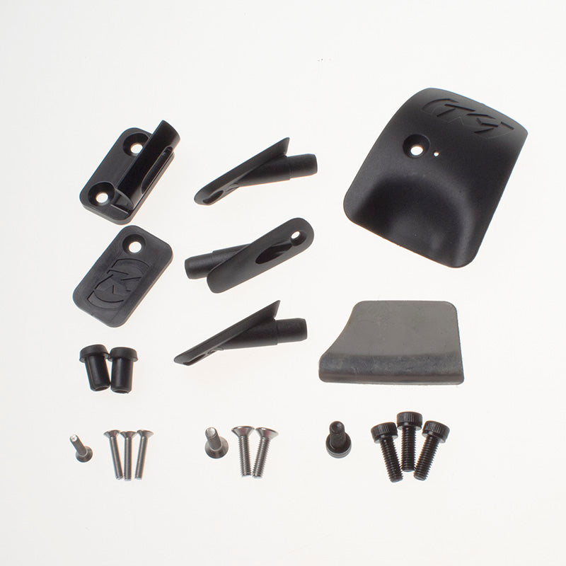 Kona Carbon Frame Protection Kit showcasing cable guide clips and grommets from a side angle.