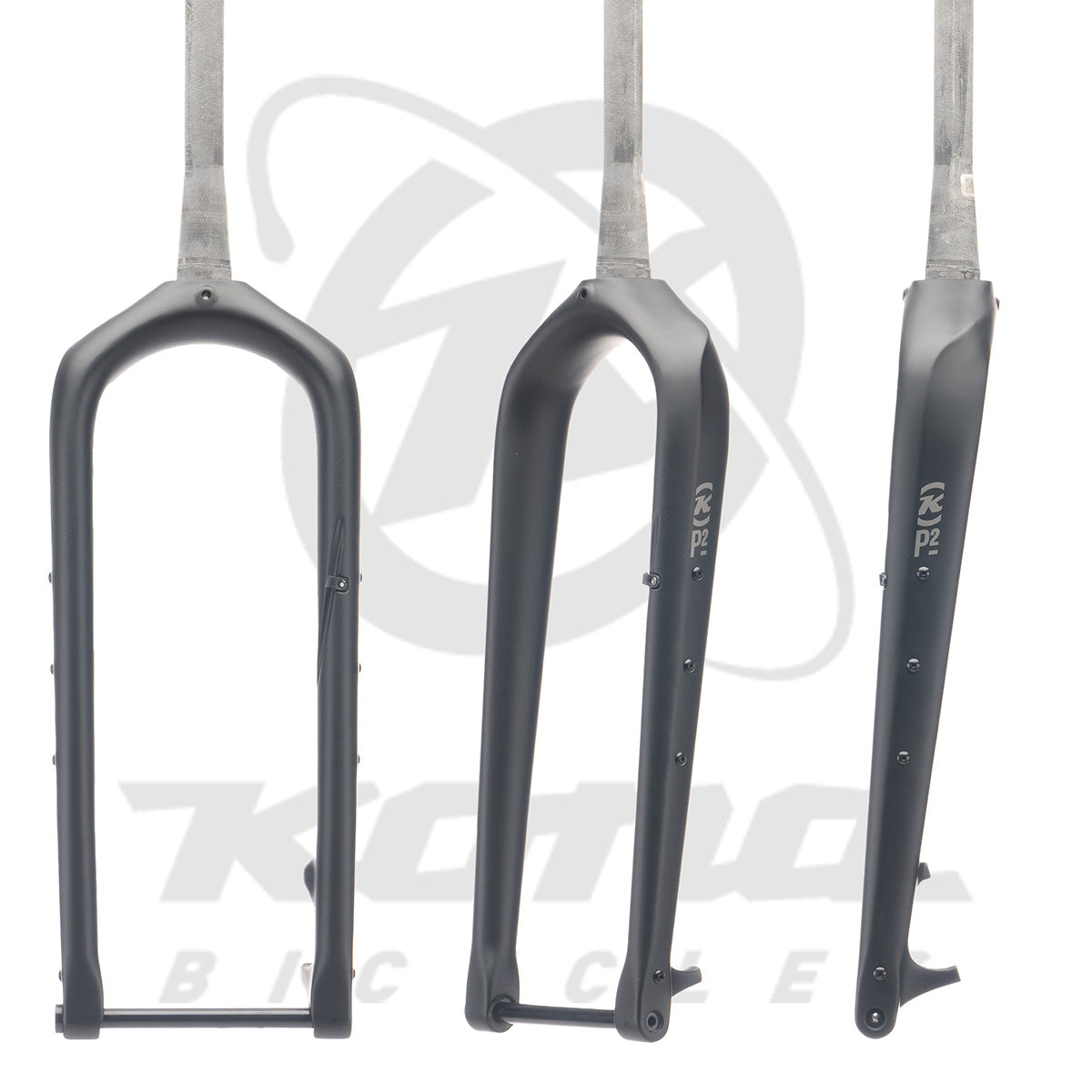 Woo Carbon Fork 515mm in matte black, showcasing the tapered steerer and thru axle design.