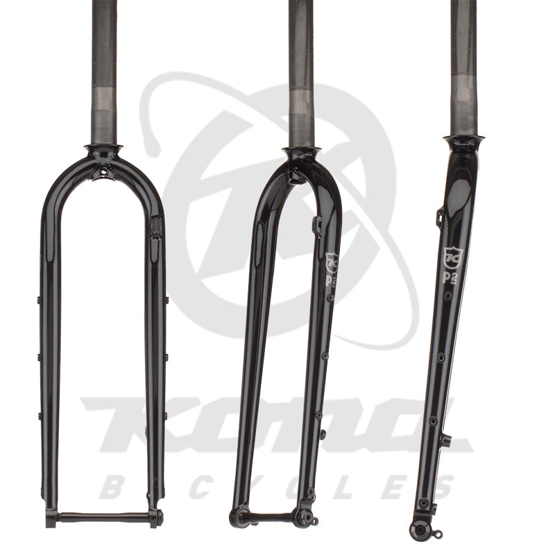 Close-up of Rove Cromo Thru Axle Mountain Bike Fork showing the 12x100 axle and disc brake compatibility.