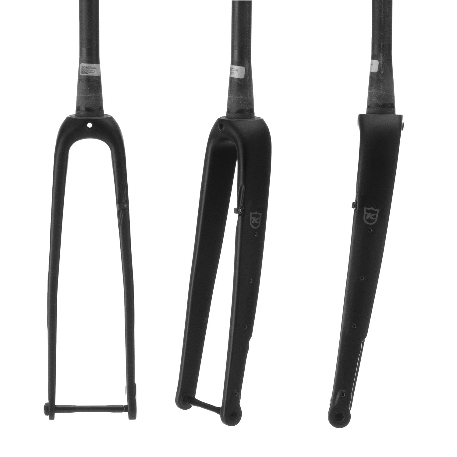 Kona Rove carbon fork mounted on mountain bike showing tapered design