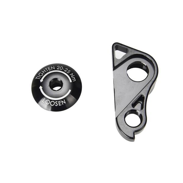 Kona PT01 derailleur hanger installed on a mountain bike, showcasing its design and fit for Kona models.