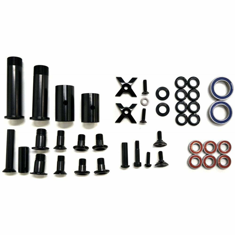 Ultimate Bushing and Bolt Kit for Hei Hei Trail showing components from different angles.