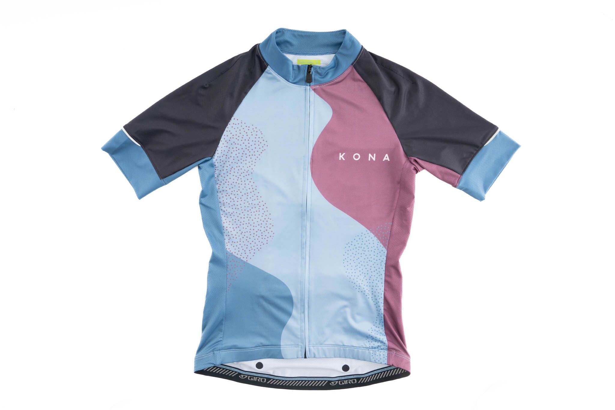 Front view of women's reflective cycling jersey with zip-up design
