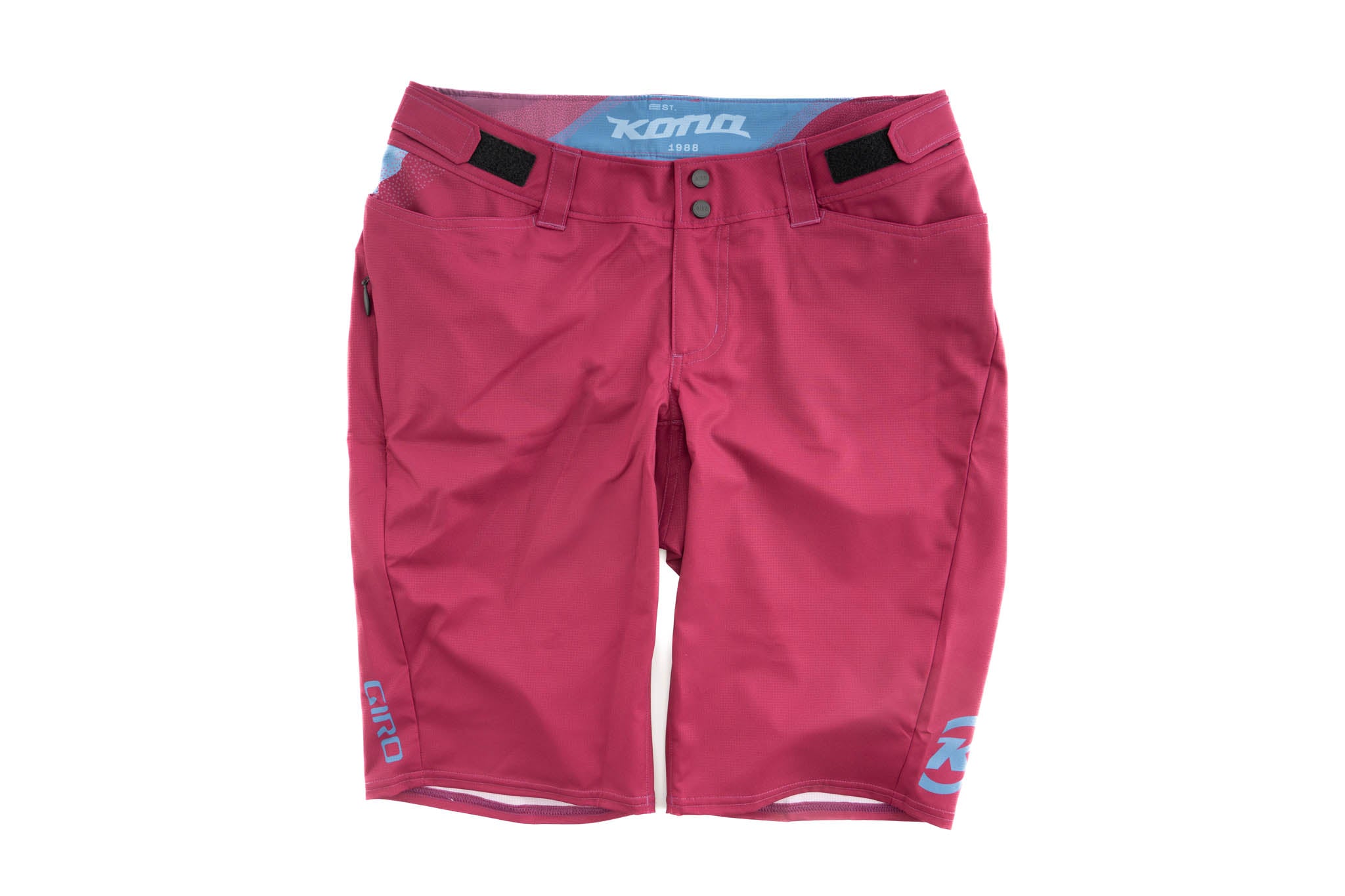 Front view of women's performance cycling shorts with pockets for biking.