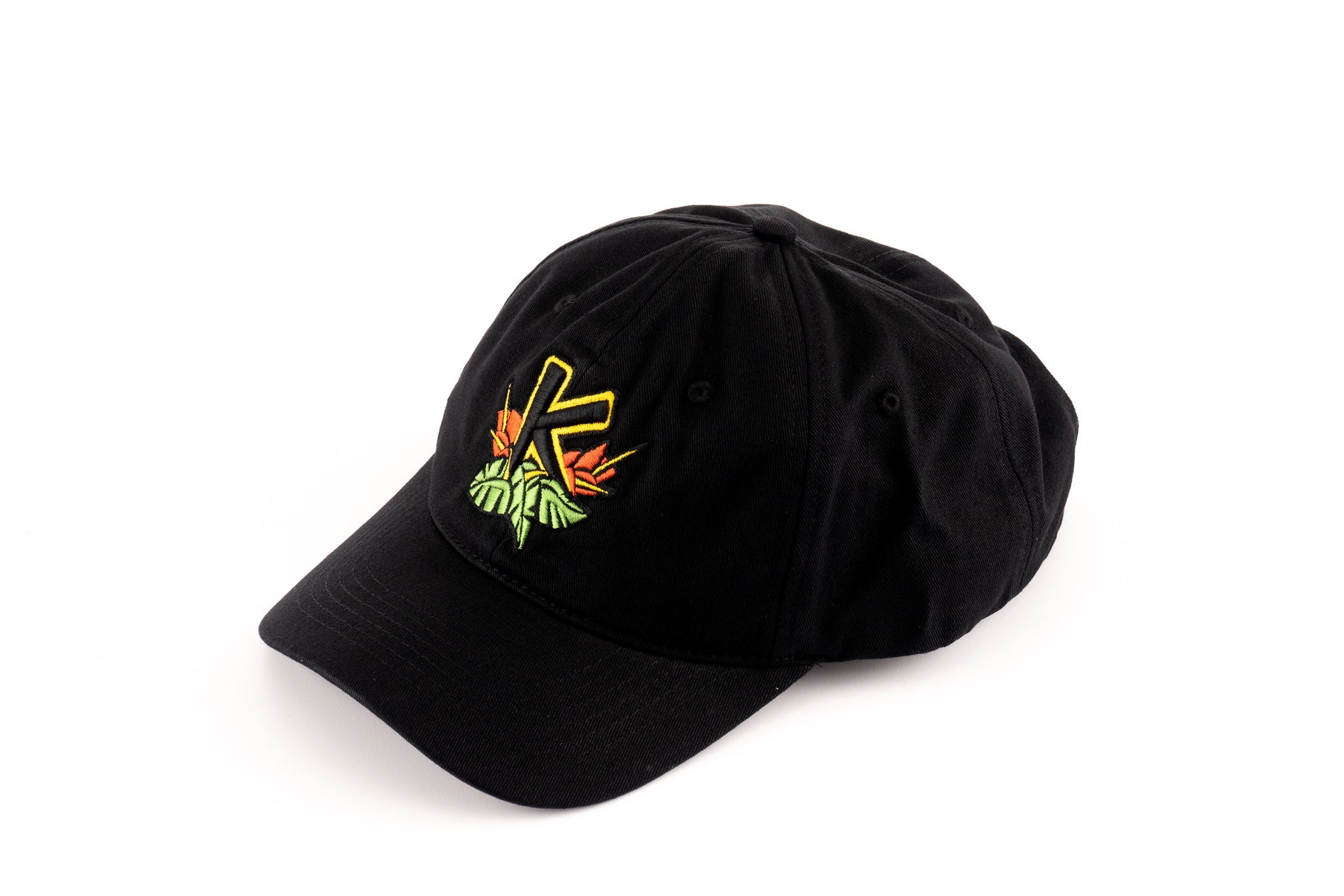 Close-up of vintage embroidered logo on classic baseball cap