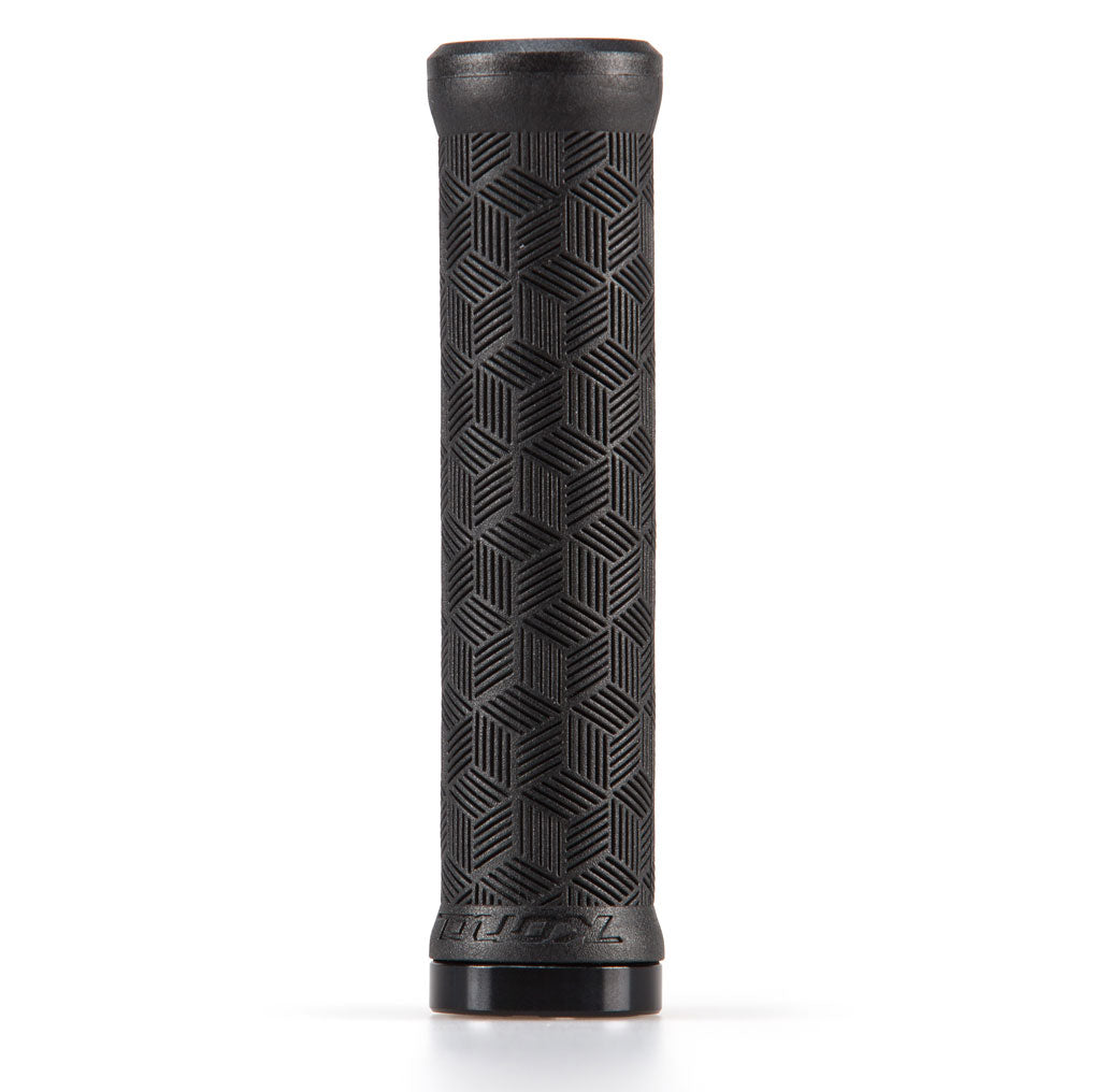 Mountain biking handlebar grips with geometric pattern and textured rubber