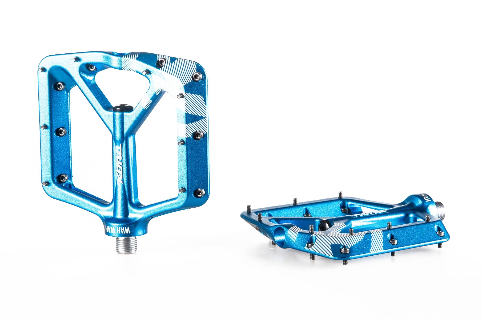 Close-up of aluminum bike pedals with best grip for mountain biking