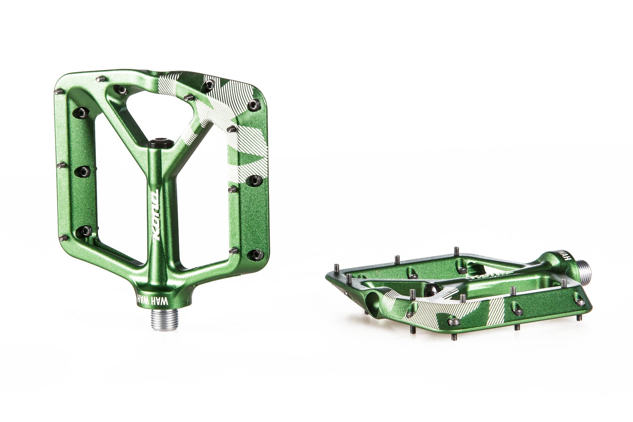 Close-up of aluminum bike pedals with best grip for mountain biking