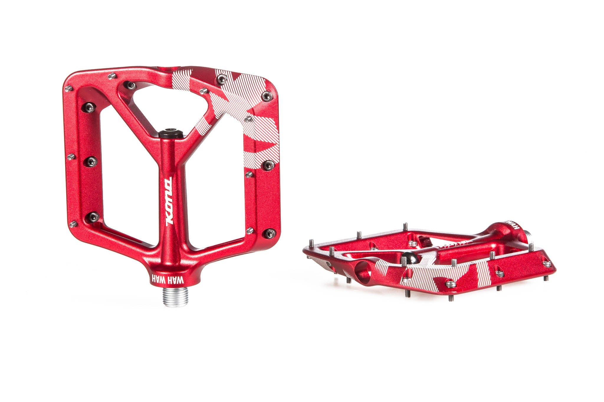 Close-up of aluminum bike pedals with best grip for mountain biking