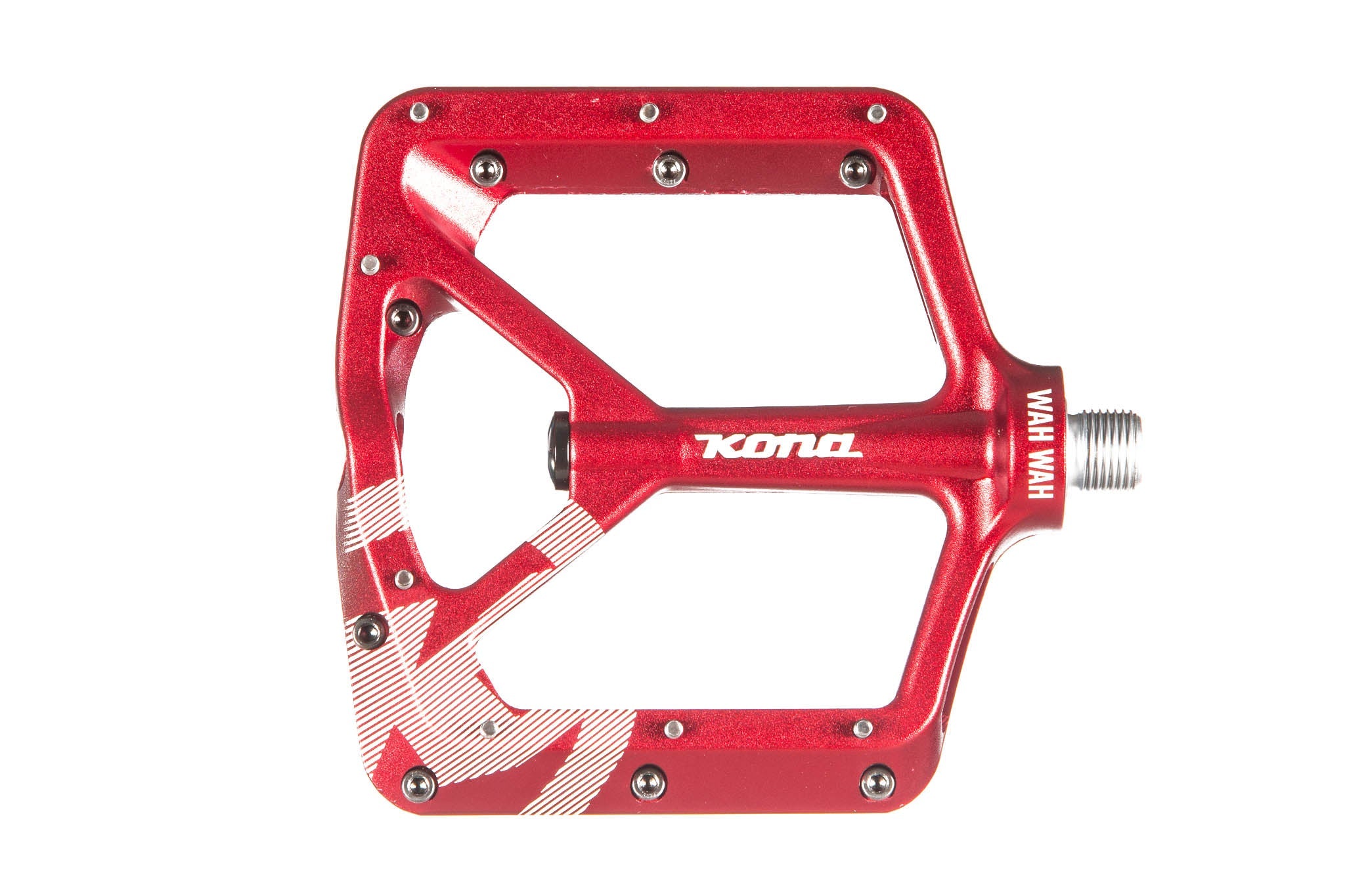 Wah Wah II aluminum flat mountain bike pedals mounted on a bike trail