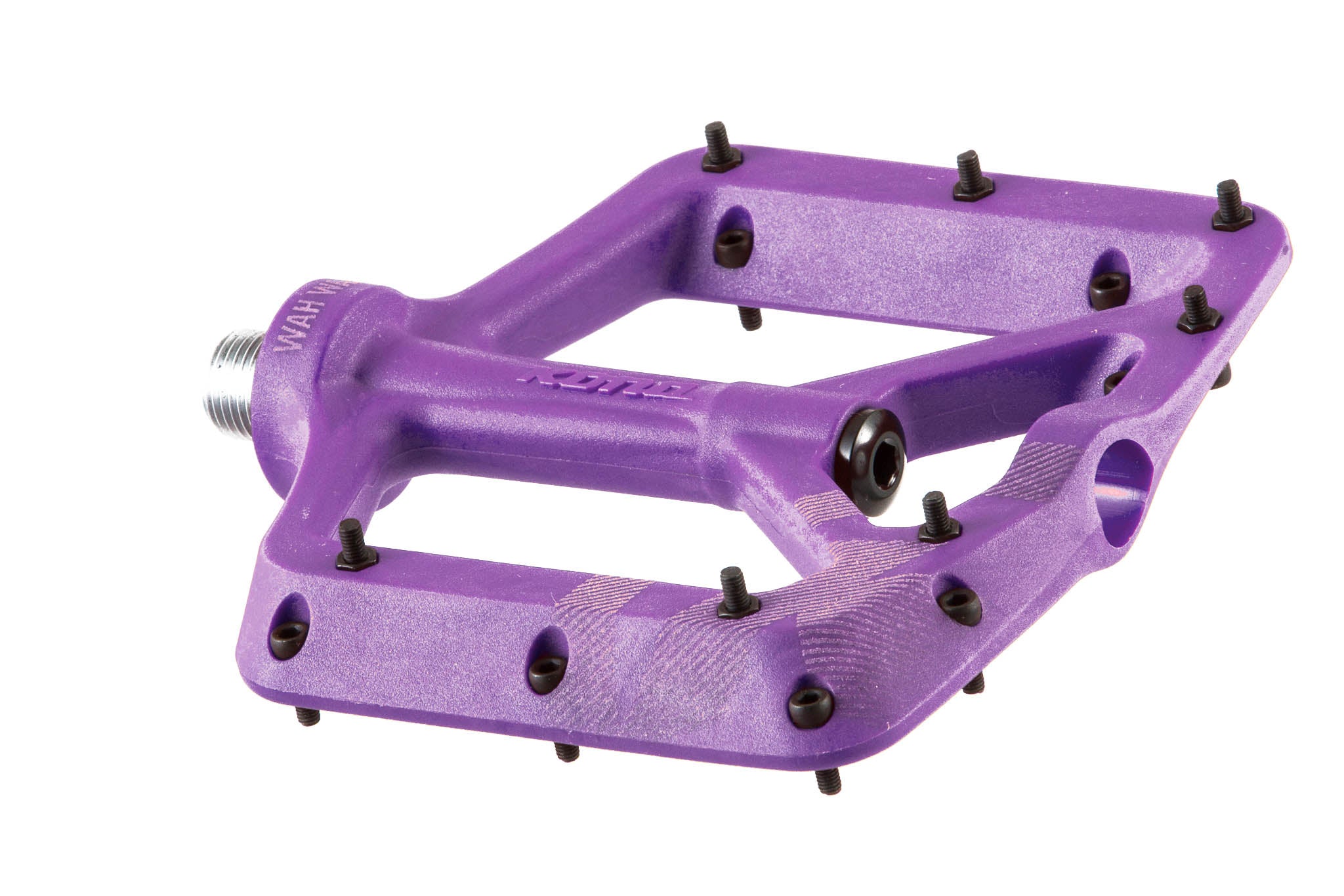 Close-up of composite bike pedals highlighting sturdy build and easy maintenance