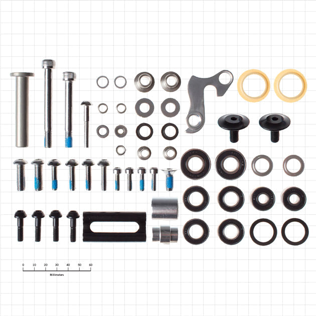 Ultimate bushing kit for Bear bikes showing all components