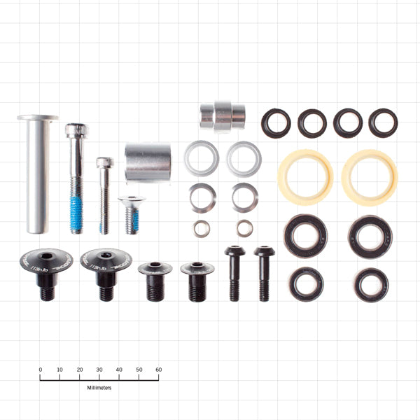 Close-up of Premium Cross-Country Bushing Kit #9 for Lisa 120, showcasing parts and compatibility.