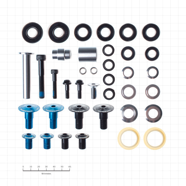 Close-up of cross-country bushing kit installed on Hei Hei mountain bike