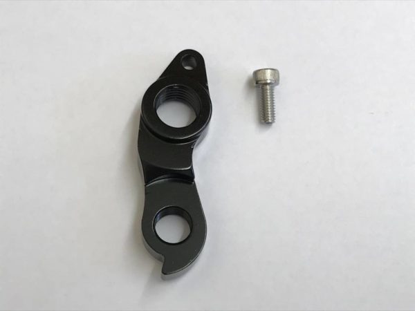 Kona derailleur hanger ET model installed on bike wheel for compatibility check
