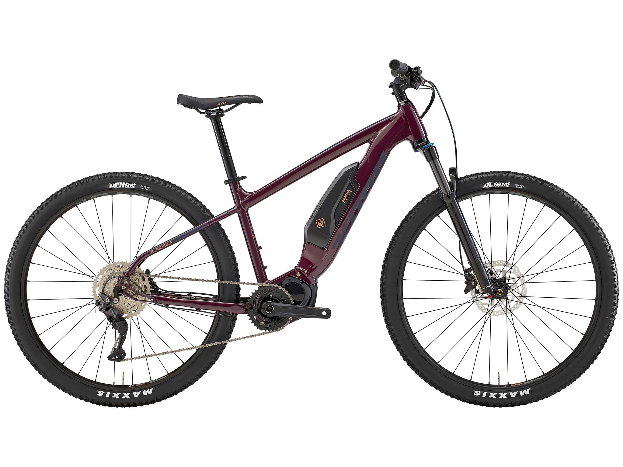 El Kahuna electric mountain bike on a forest trail, showcasing its robust design.