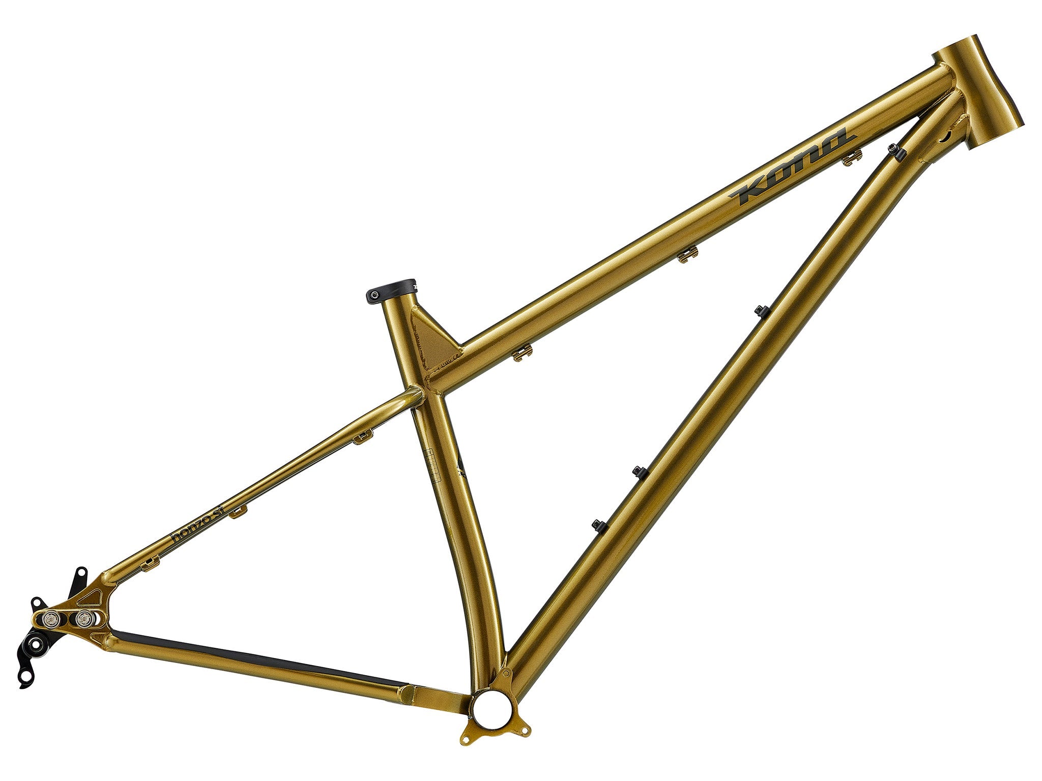 Side view of TrailBlaze Pro mountain bike frame on rugged trail, emphasizing lightweight design