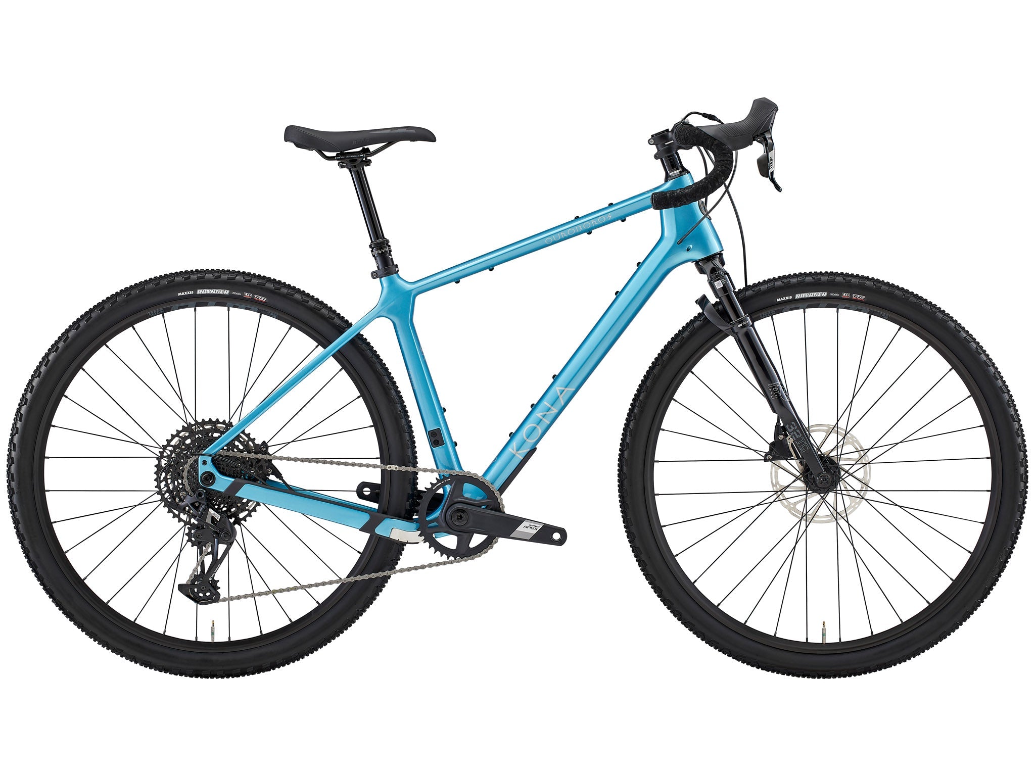 Ouroboros CR carbon mountain bike with fat tires on rugged trail