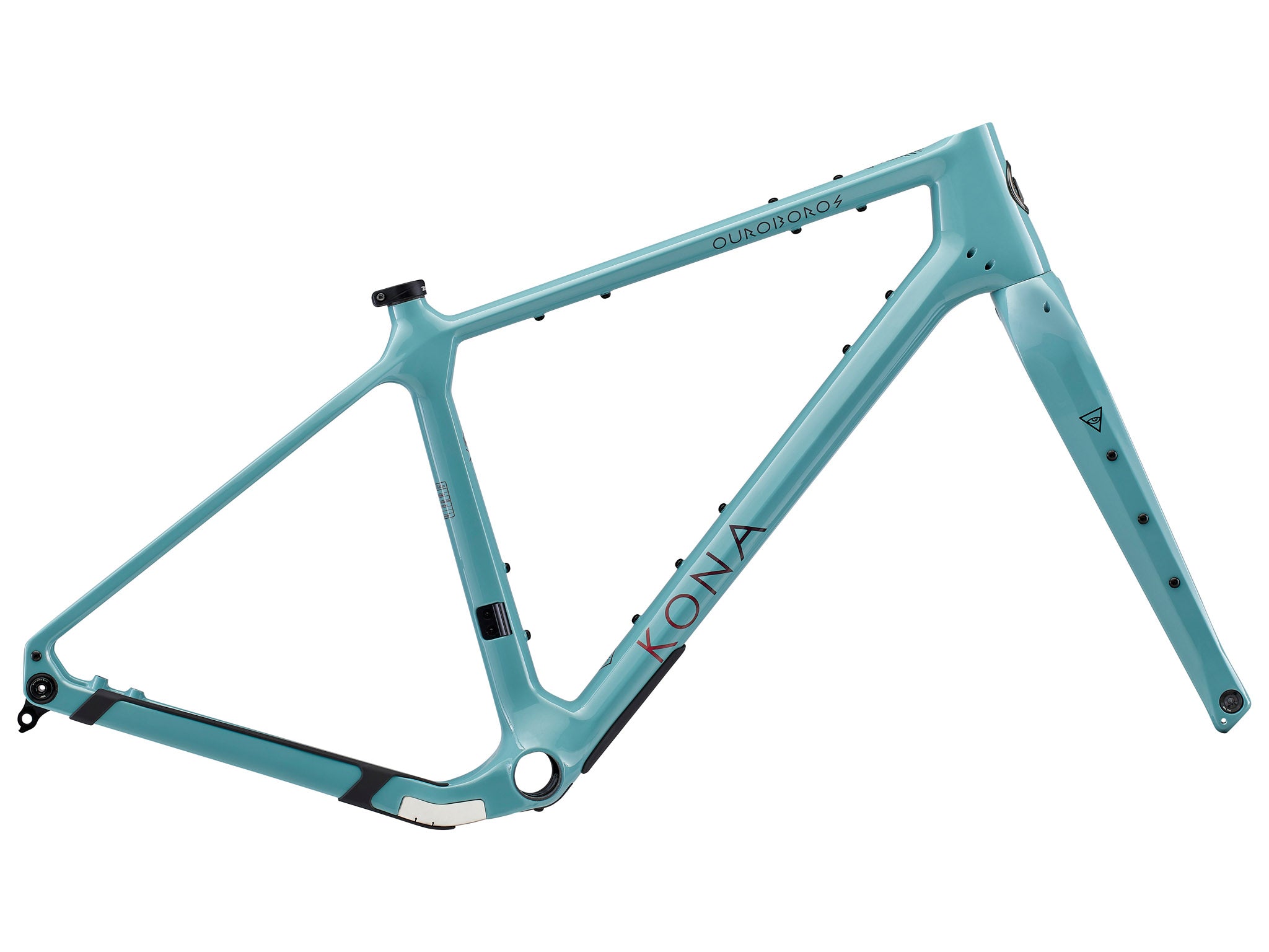 Close-up of Ouroboros CR/DL gravel bike's drop bars and lightweight frame