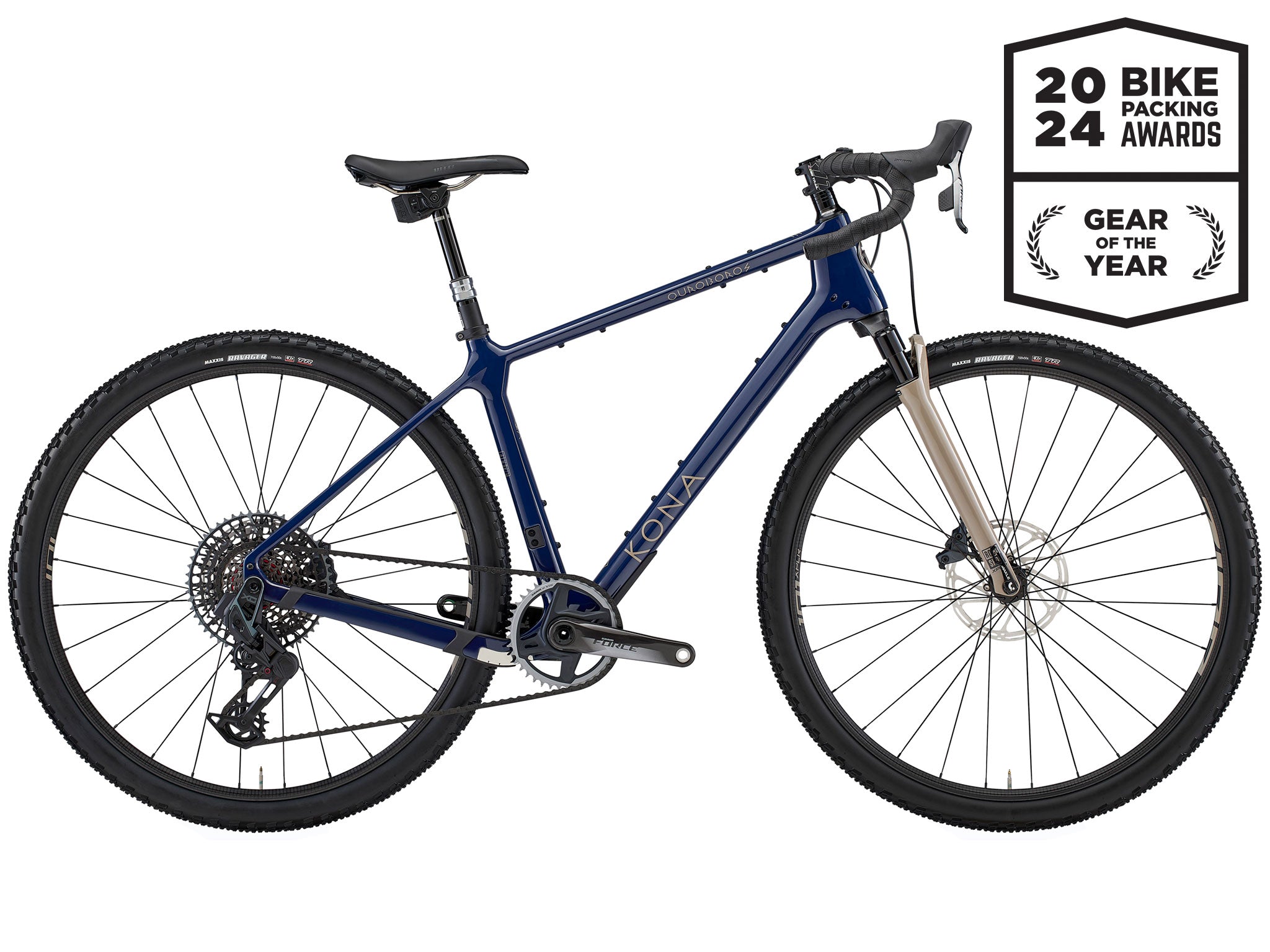 Ouroboros Apex Carbon Mountain Bike in action on a forest trail, highlighting its suspension.