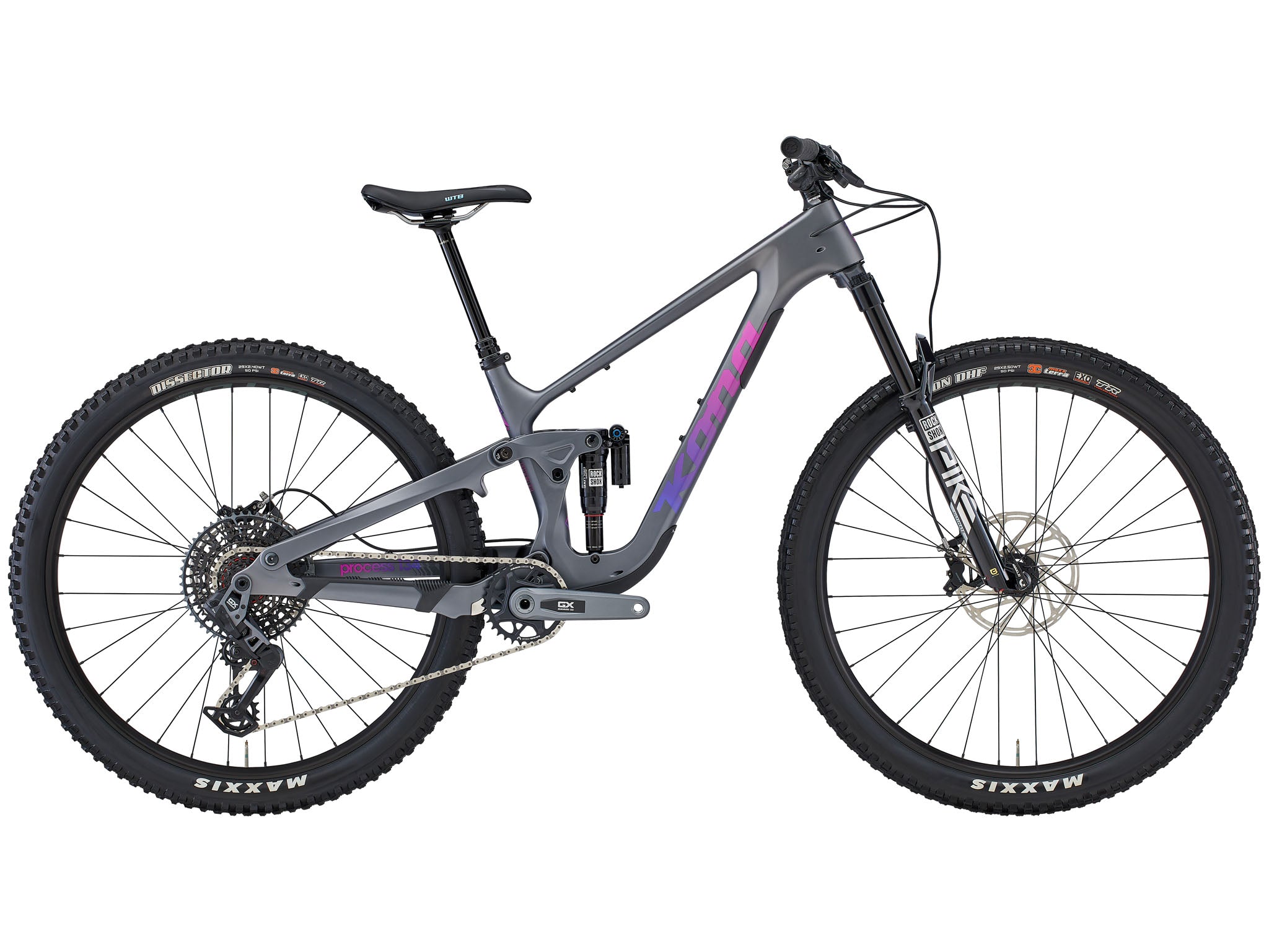 TrailMaster 134 Carbon Full Suspension Bike in action on a rugged trail.