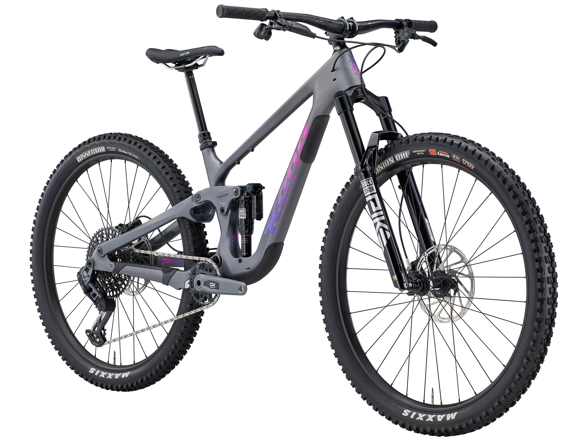Close-up of the TrailMaster 134s RockShox suspension showing off its premium build.